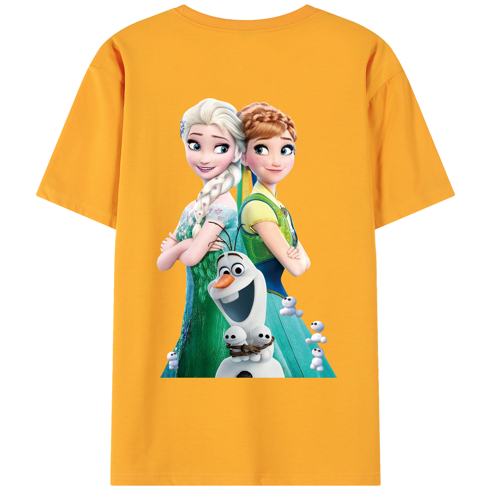 （画像用） アナと雪の女王 アンナ エルサ Frozen Anna Elsa 綿100％ メンズ半袖Tシャツ（バックプリント） 通気性