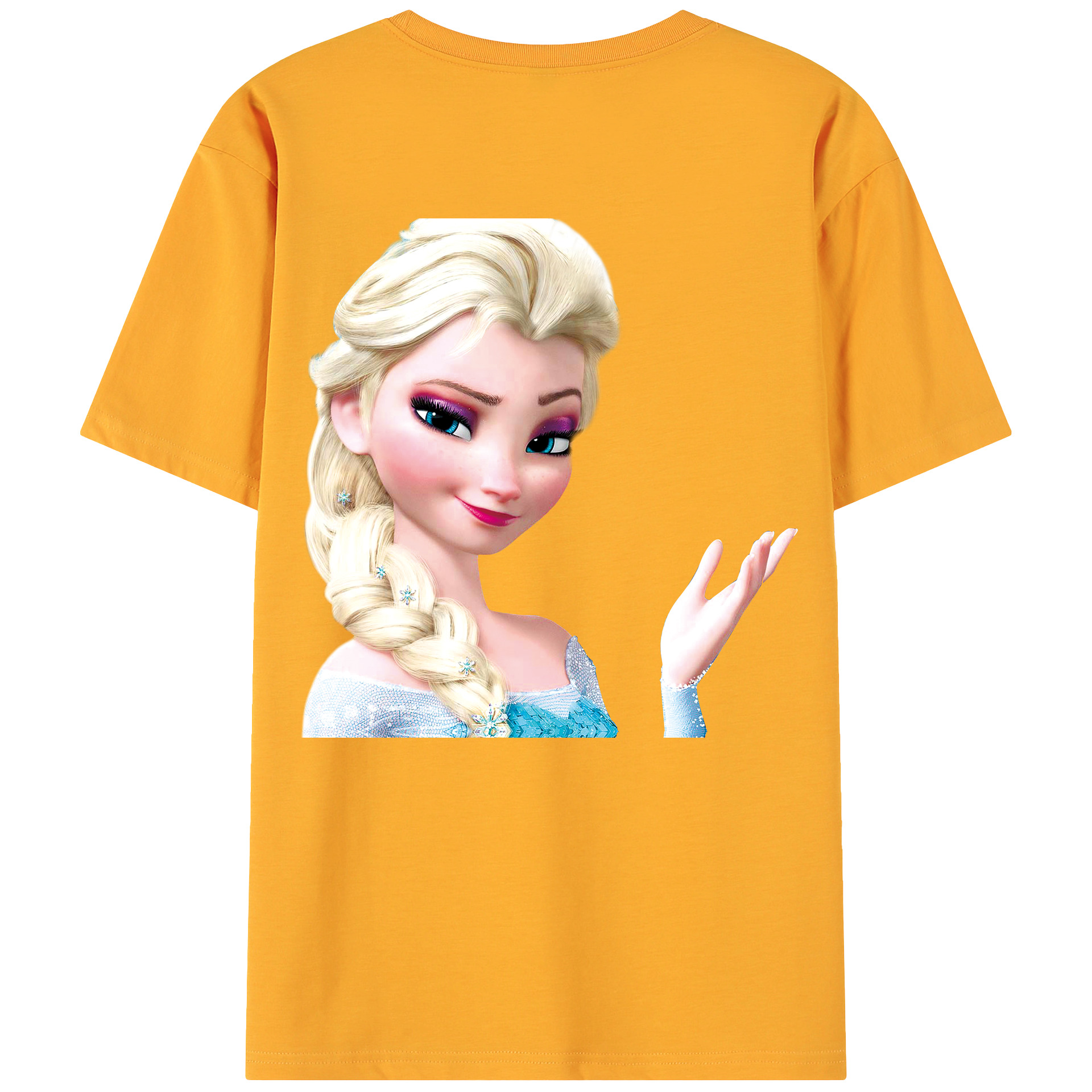 （画像用） アナと雪の女王 アンナ エルサ Frozen Anna Elsa 綿100％ メンズ半袖Tシャツ（バックプリント） 通気性
