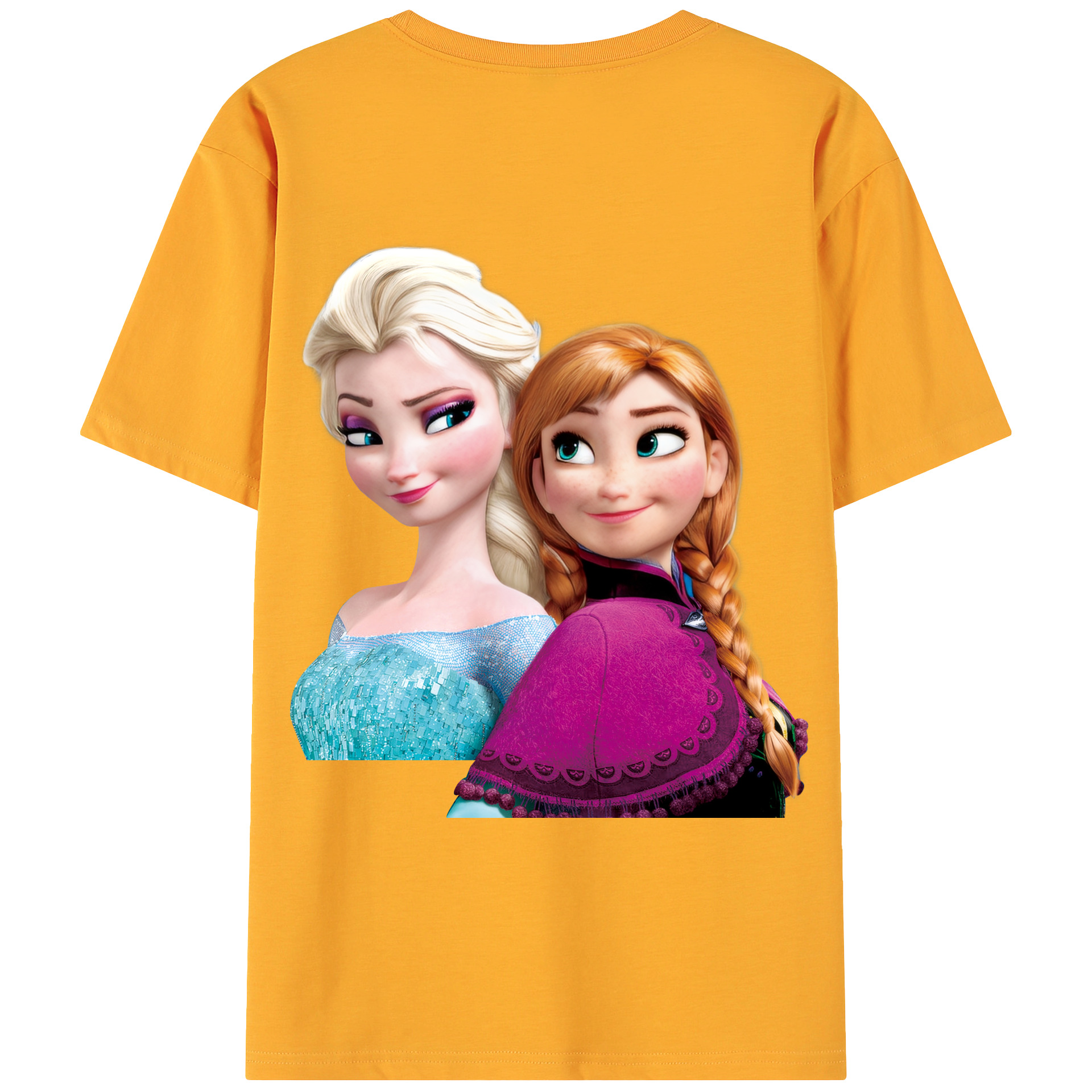 （画像用） アナと雪の女王 アンナ エルサ Frozen Anna Elsa 綿100％ メンズ半袖Tシャツ（バックプリント） 通気性