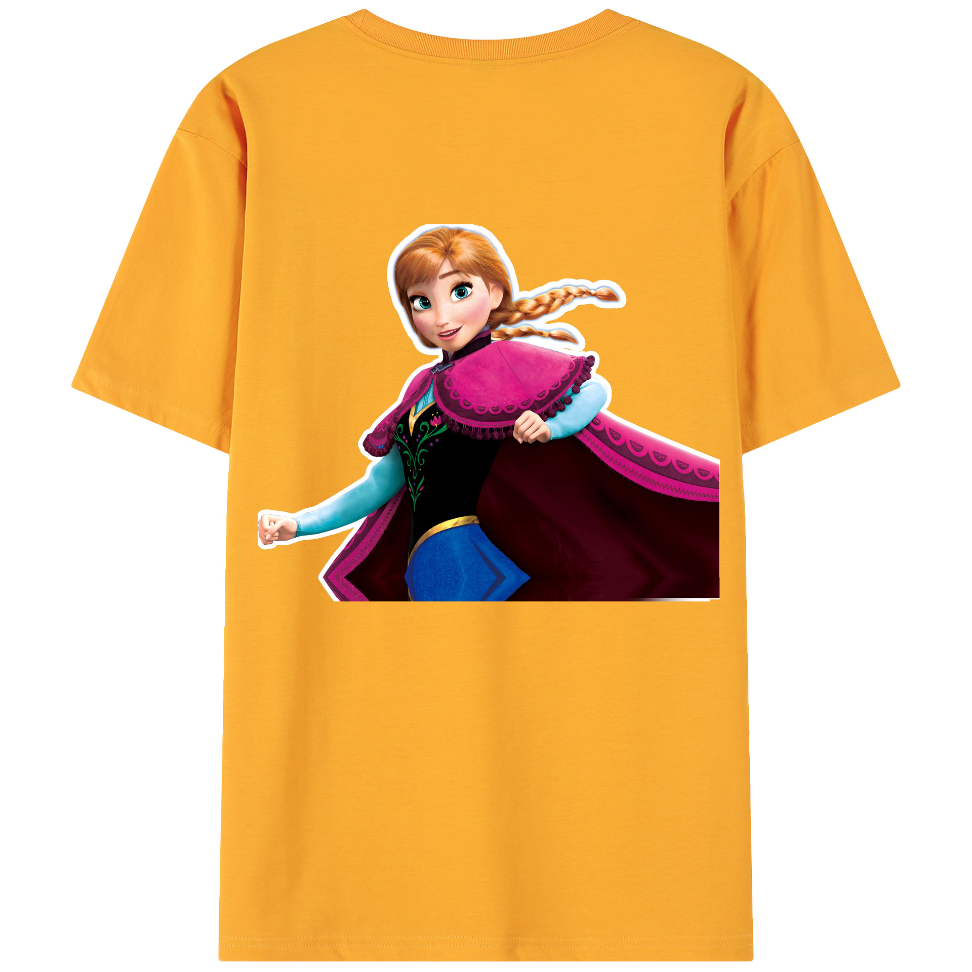 （画像用） アナと雪の女王 アンナ エルサ Frozen Anna Elsa 綿100％ メンズ半袖Tシャツ（バックプリント） 通気性
