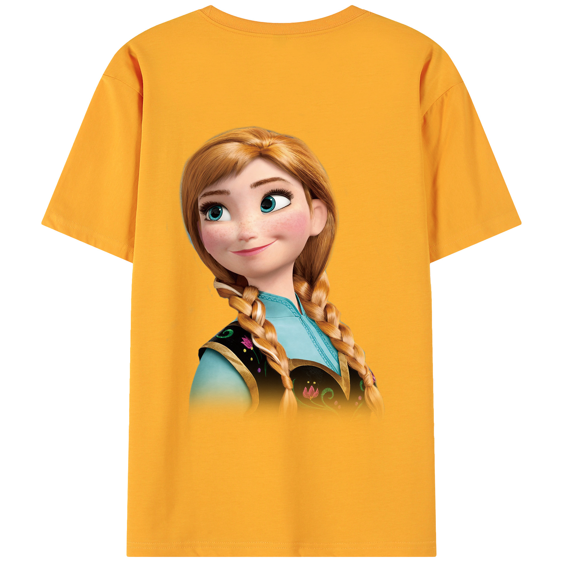 （画像用） アナと雪の女王 アンナ エルサ Frozen Anna Elsa 綿100％ メンズ半袖Tシャツ（バックプリント） 通気性