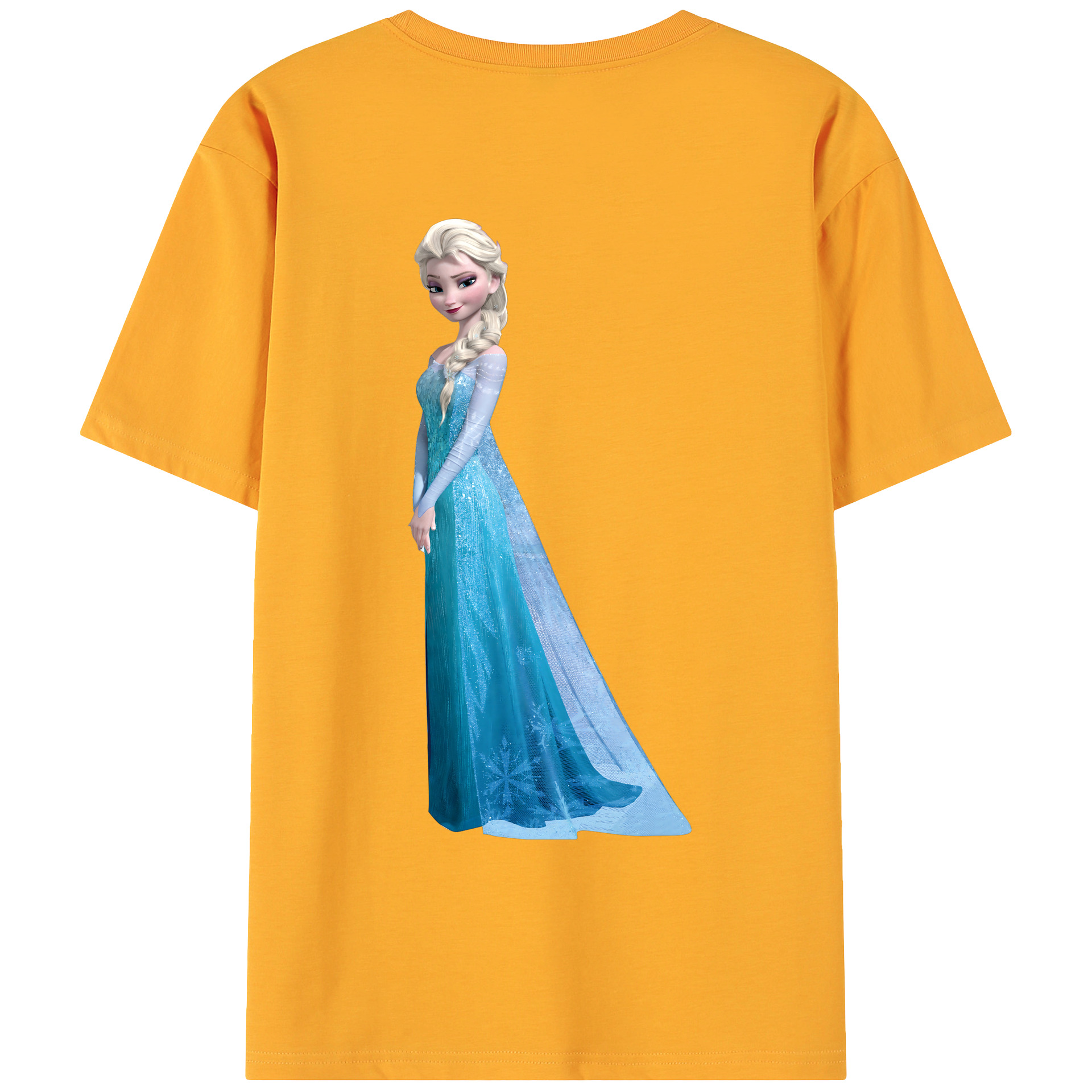 （画像用） アナと雪の女王 アンナ エルサ Frozen Anna Elsa 綿100％ メンズ半袖Tシャツ（バックプリント） 通気性