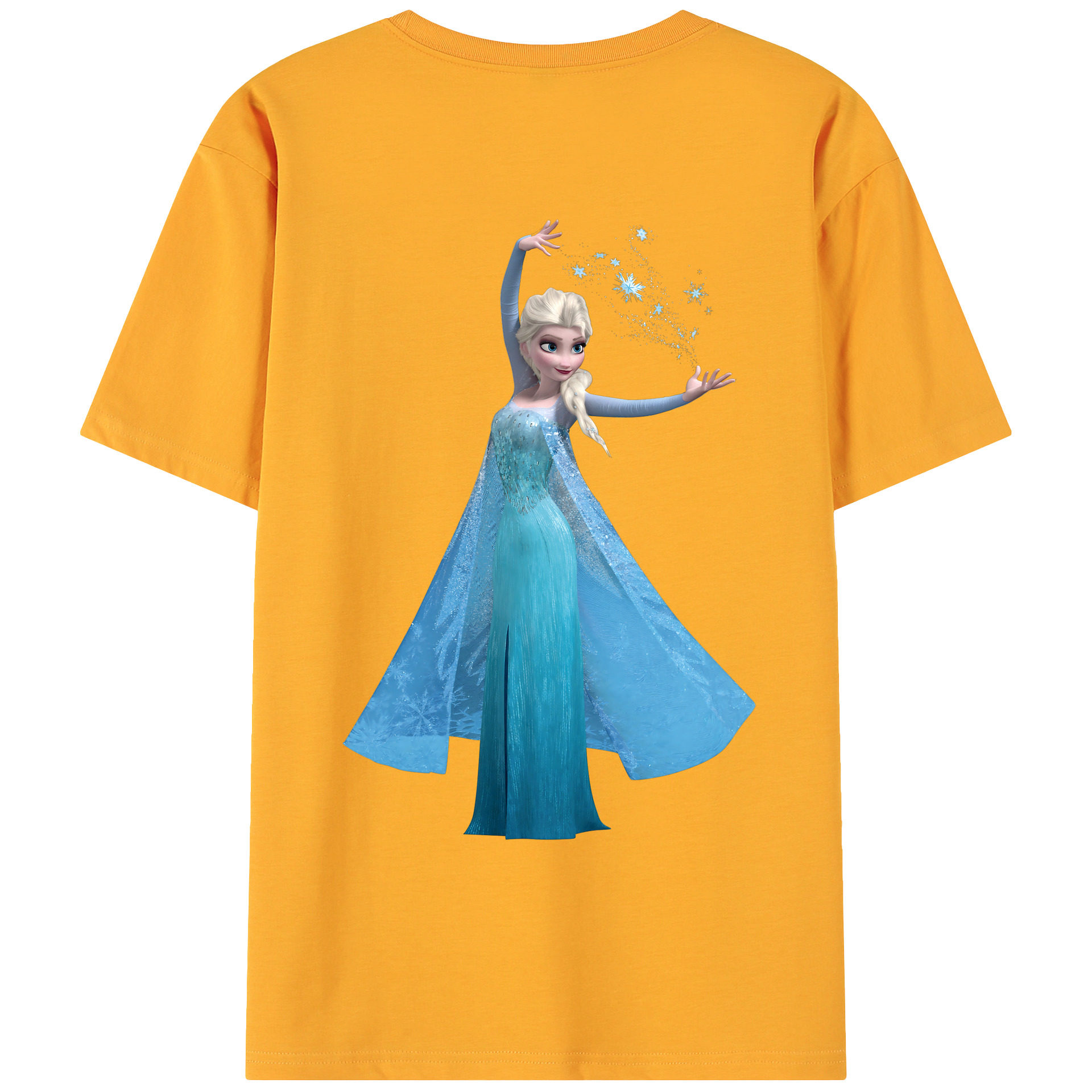 （画像用） アナと雪の女王 アンナ エルサ Frozen Anna Elsa 綿100％ メンズ半袖Tシャツ（バックプリント） 通気性