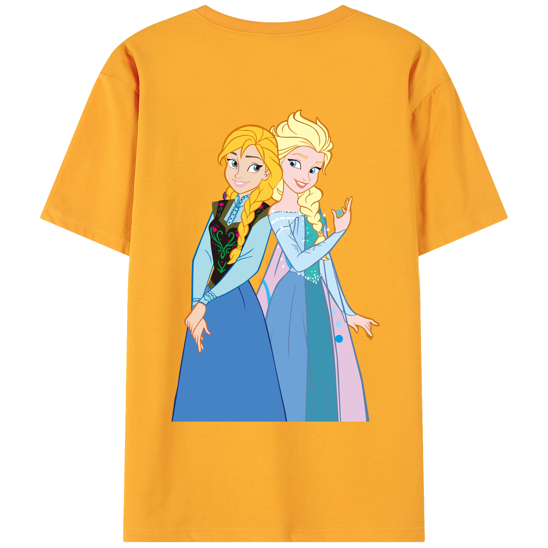 （画像用） アナと雪の女王 アンナ エルサ Frozen Anna Elsa 綿100％ メンズ半袖Tシャツ（バックプリント） 通気性