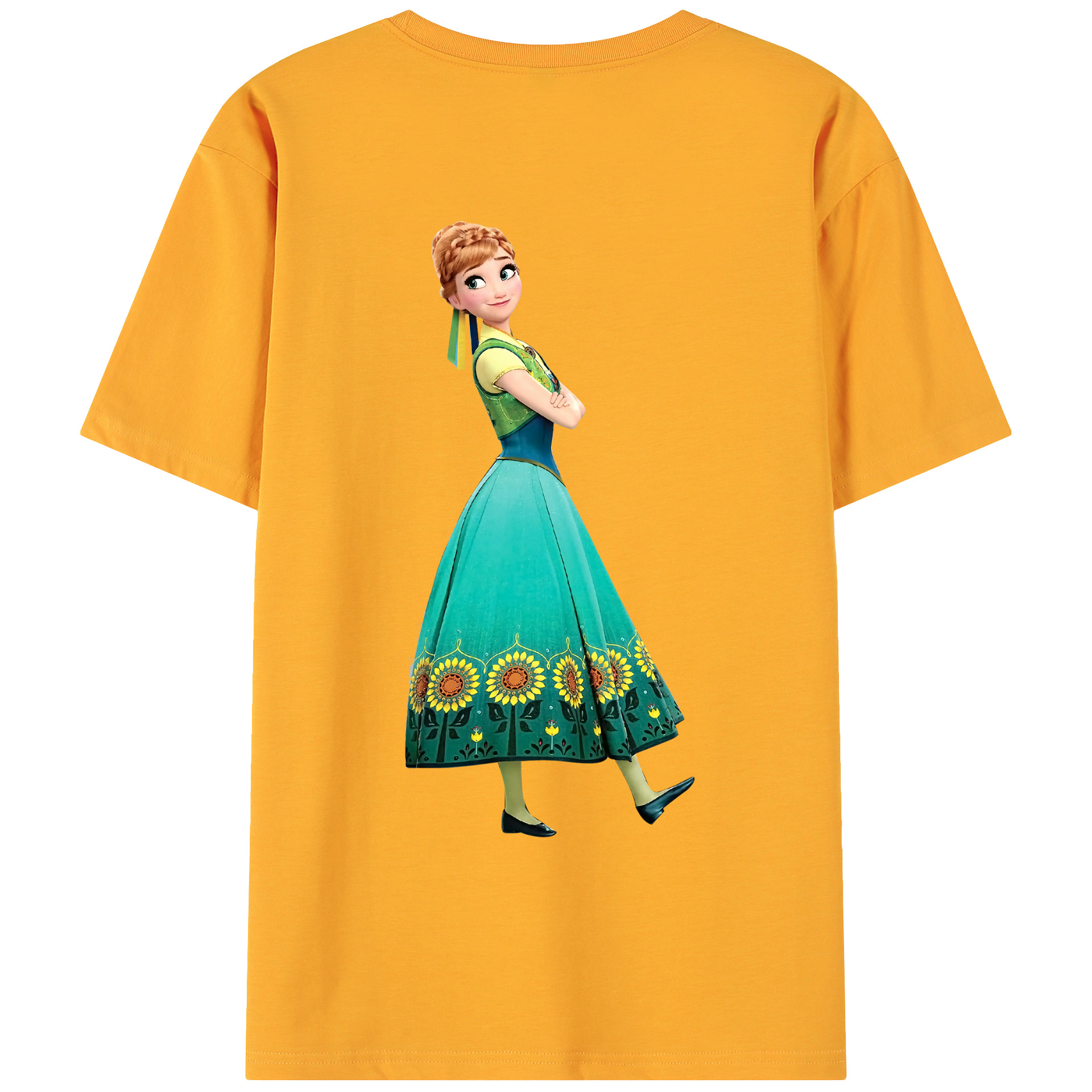 （画像用） アナと雪の女王 アンナ エルサ Frozen Anna Elsa 綿100％ メンズ半袖Tシャツ（バックプリント） 通気性