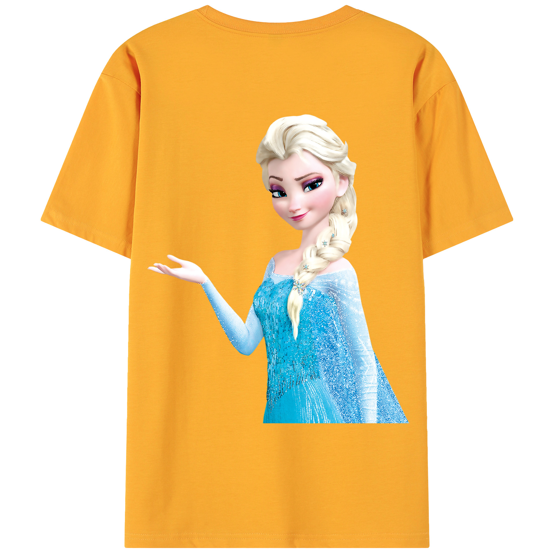 （画像用） アナと雪の女王 アンナ エルサ Frozen Anna Elsa 綿100％ メンズ半袖Tシャツ（バックプリント） 通気性