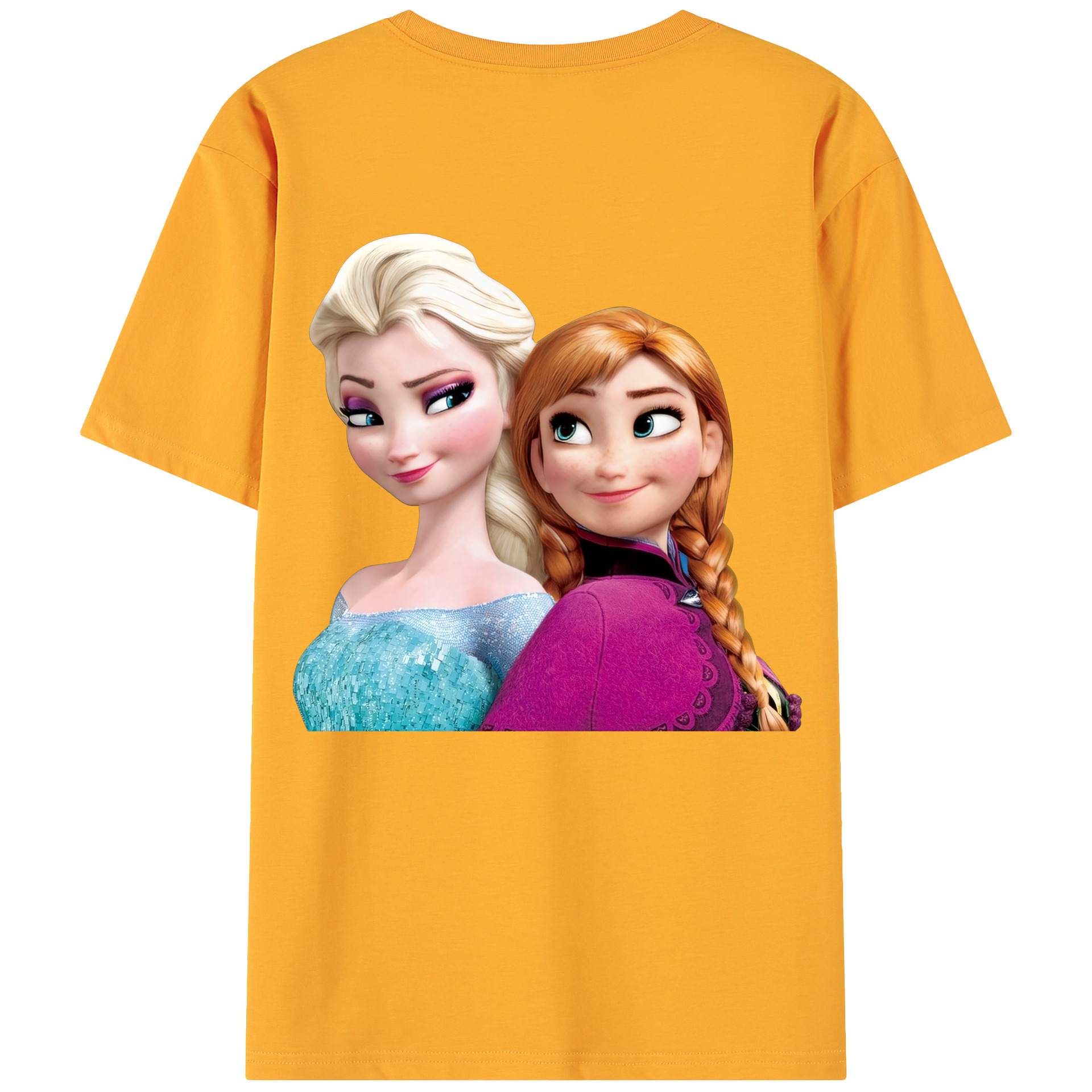 （画像用） アナと雪の女王 アンナ エルサ Frozen Anna Elsa 綿100％ メンズ半袖Tシャツ（バックプリント） 通気性