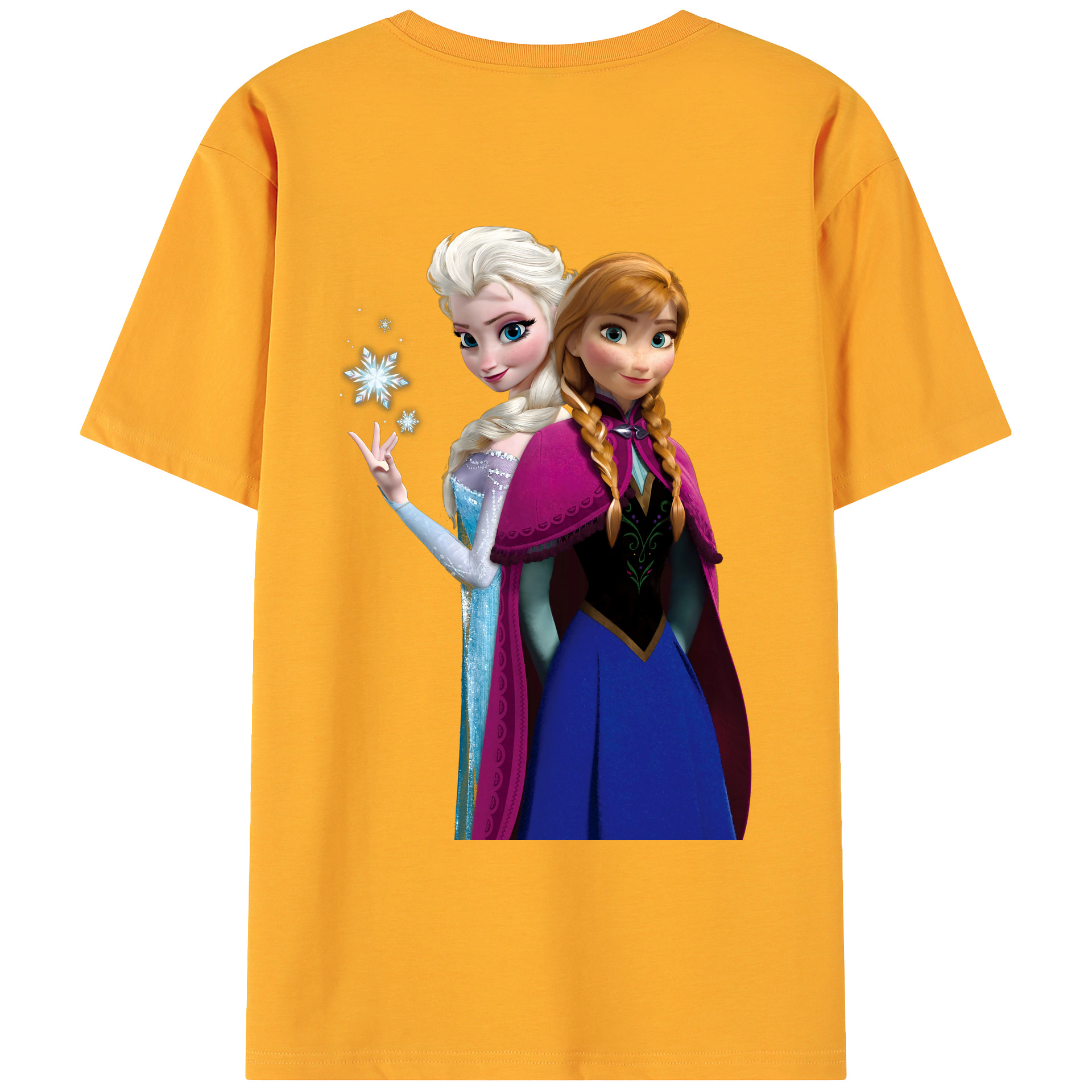 （画像用） アナと雪の女王 アンナ エルサ Frozen Anna Elsa 綿100％ メンズ半袖Tシャツ（バックプリント） 通気性