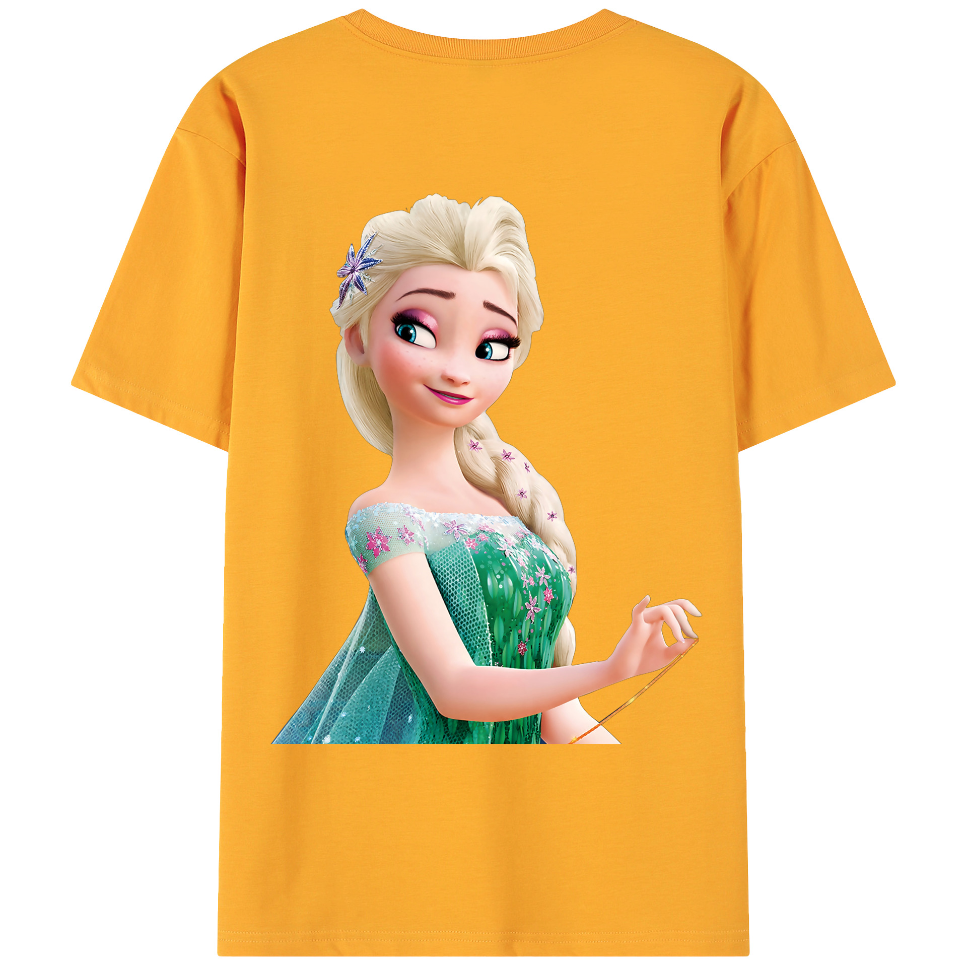 （画像用） アナと雪の女王 アンナ エルサ Frozen Anna Elsa 綿100％ メンズ半袖Tシャツ（バックプリント） 通気性