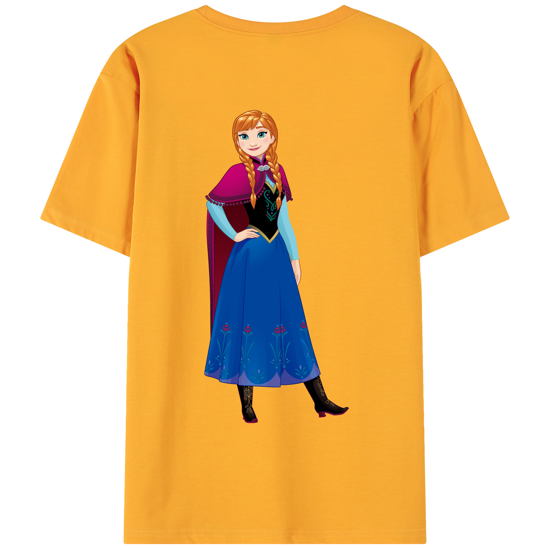 （画像用） アナと雪の女王 アンナ エルサ Frozen Anna Elsa 綿100％ メンズ半袖Tシャツ（バックプリント） 通気性