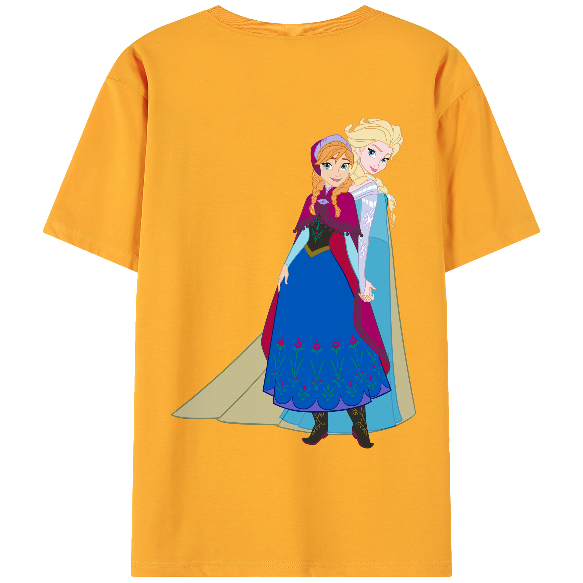 （画像用） アナと雪の女王 アンナ エルサ Frozen Anna Elsa 綿100％ メンズ半袖Tシャツ（バックプリント） 通気性