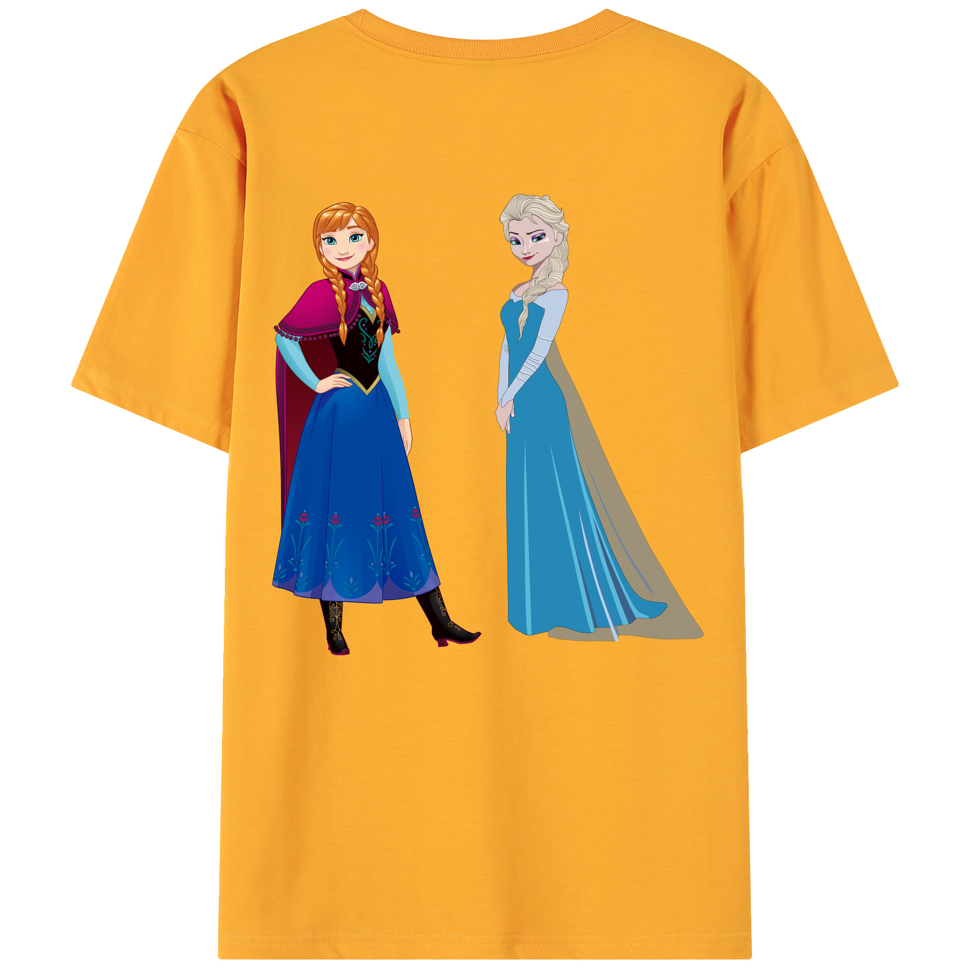 （画像用） アナと雪の女王 アンナ エルサ Frozen Anna Elsa 綿100％ メンズ半袖Tシャツ（バックプリント） 通気性