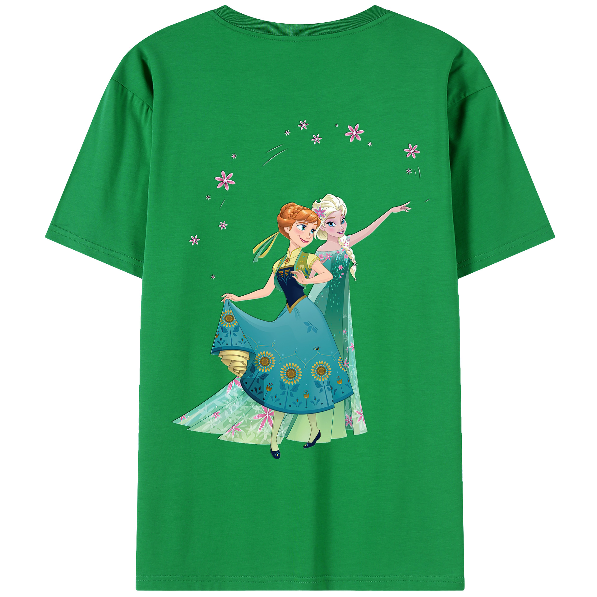 （画像用） アナと雪の女王 アンナ エルサ Frozen Anna Elsa 綿100％ メンズ半袖Tシャツ（バックプリント） 通気性