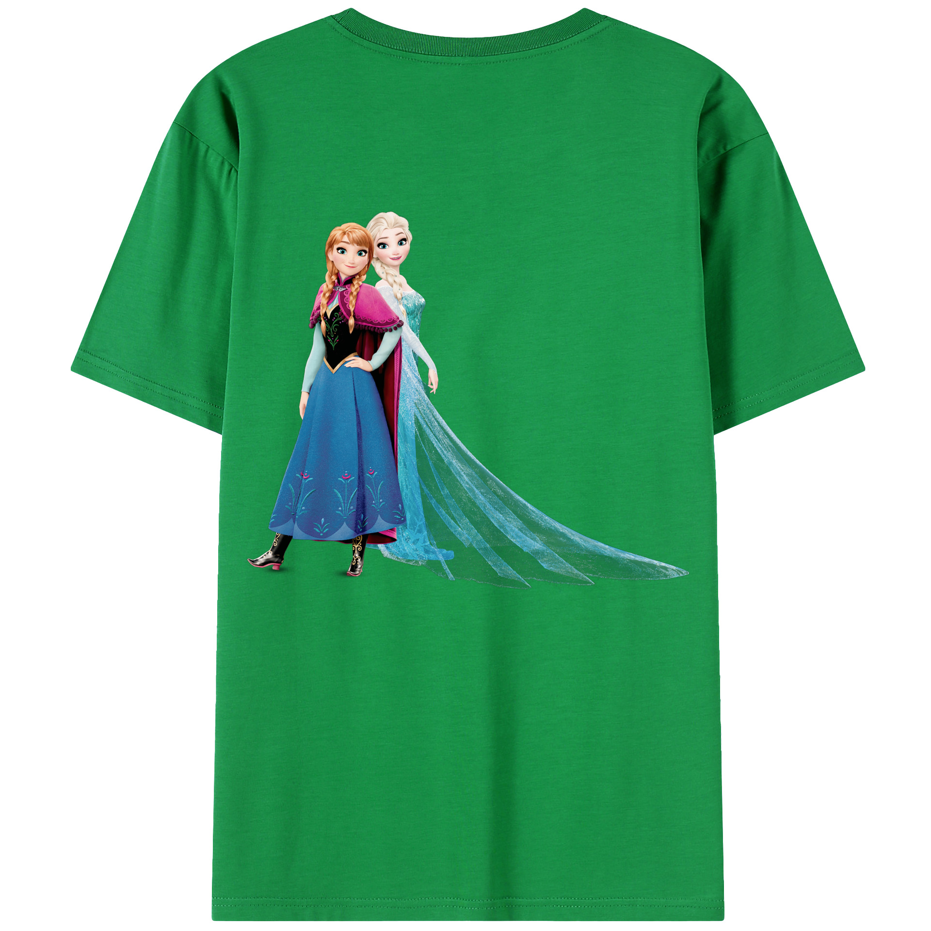 （画像用） アナと雪の女王 アンナ エルサ Frozen Anna Elsa 綿100％ メンズ半袖Tシャツ（バックプリント） 通気性