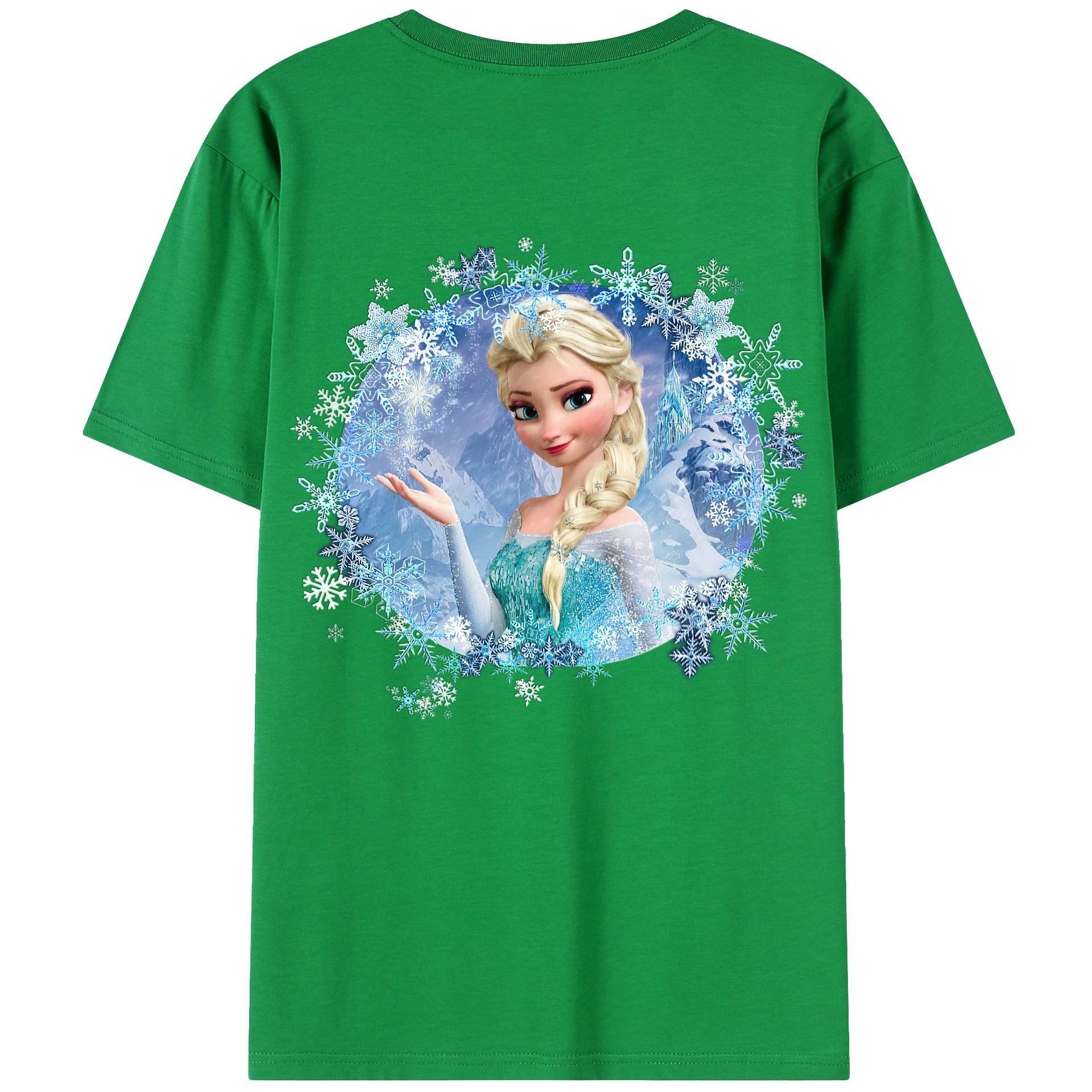（画像用） アナと雪の女王 アンナ エルサ Frozen Anna Elsa 綿100％ メンズ半袖Tシャツ（バックプリント） 通気性