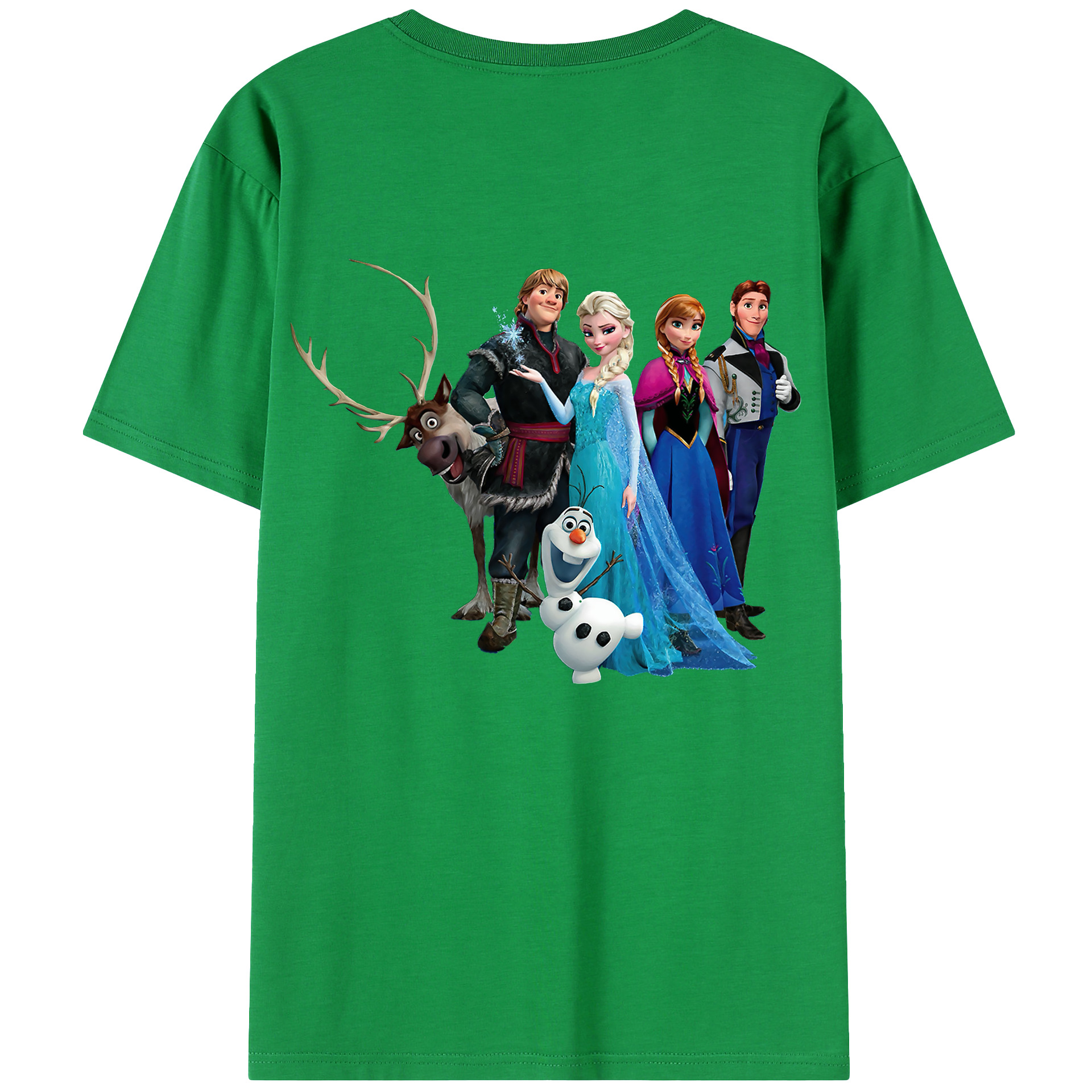 （画像用） アナと雪の女王 アンナ エルサ Frozen Anna Elsa 綿100％ メンズ半袖Tシャツ（バックプリント） 通気性