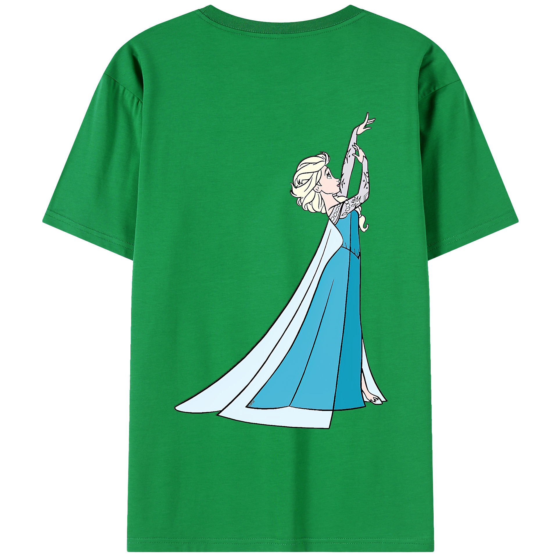 （画像用） アナと雪の女王 アンナ エルサ Frozen Anna Elsa 綿100％ メンズ半袖Tシャツ（バックプリント） 通気性