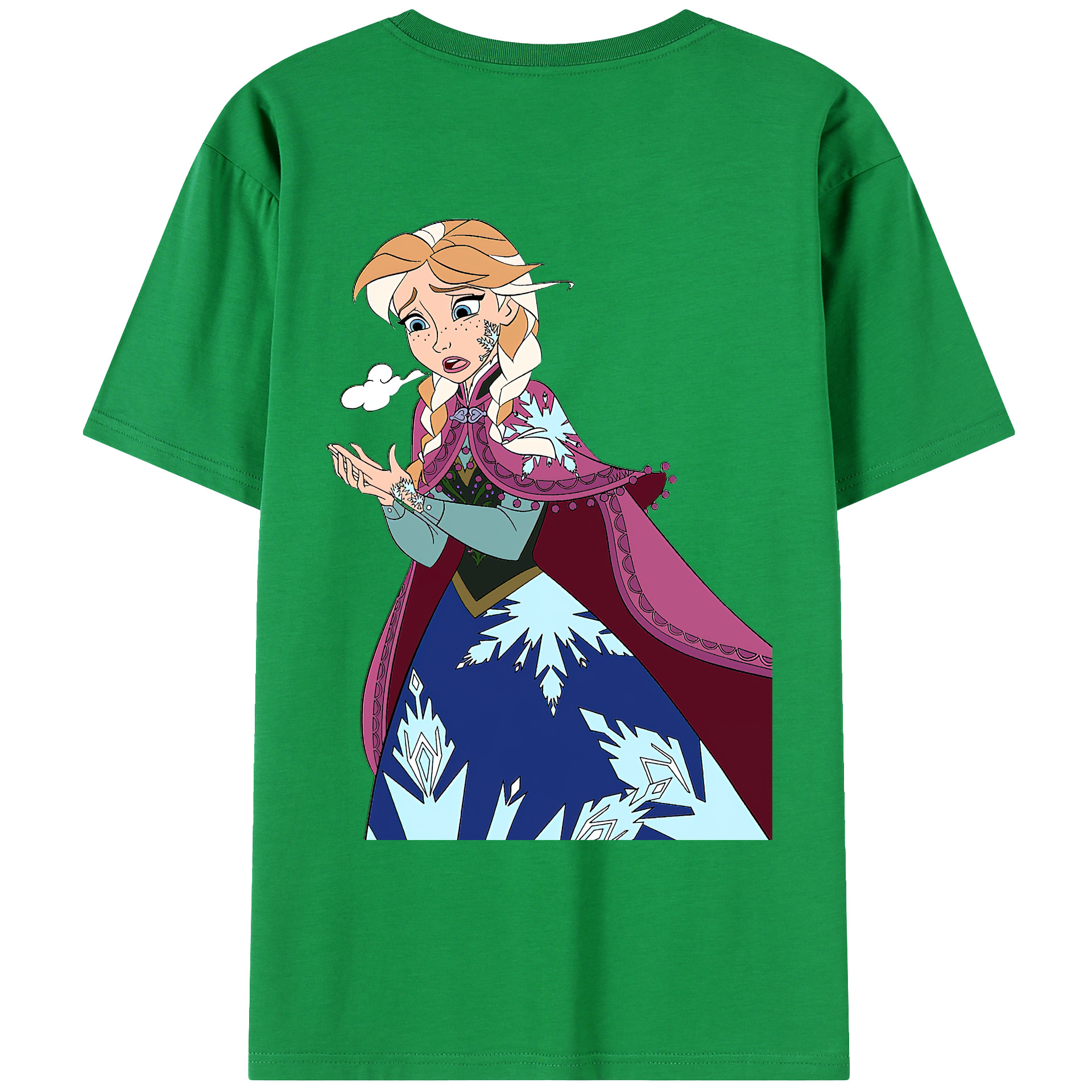（画像用） アナと雪の女王 アンナ エルサ Frozen Anna Elsa 綿100％ メンズ半袖Tシャツ（バックプリント） 通気性