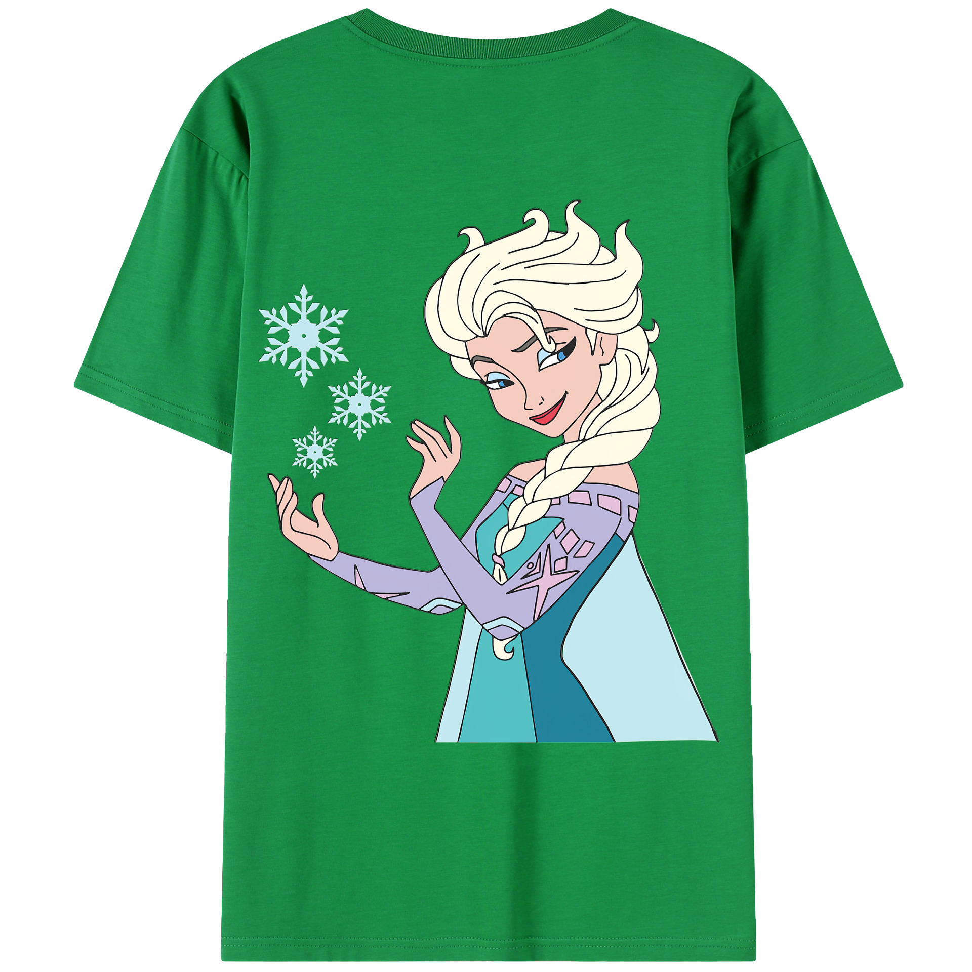 （画像用） アナと雪の女王 アンナ エルサ Frozen Anna Elsa 綿100％ メンズ半袖Tシャツ（バックプリント） 通気性
