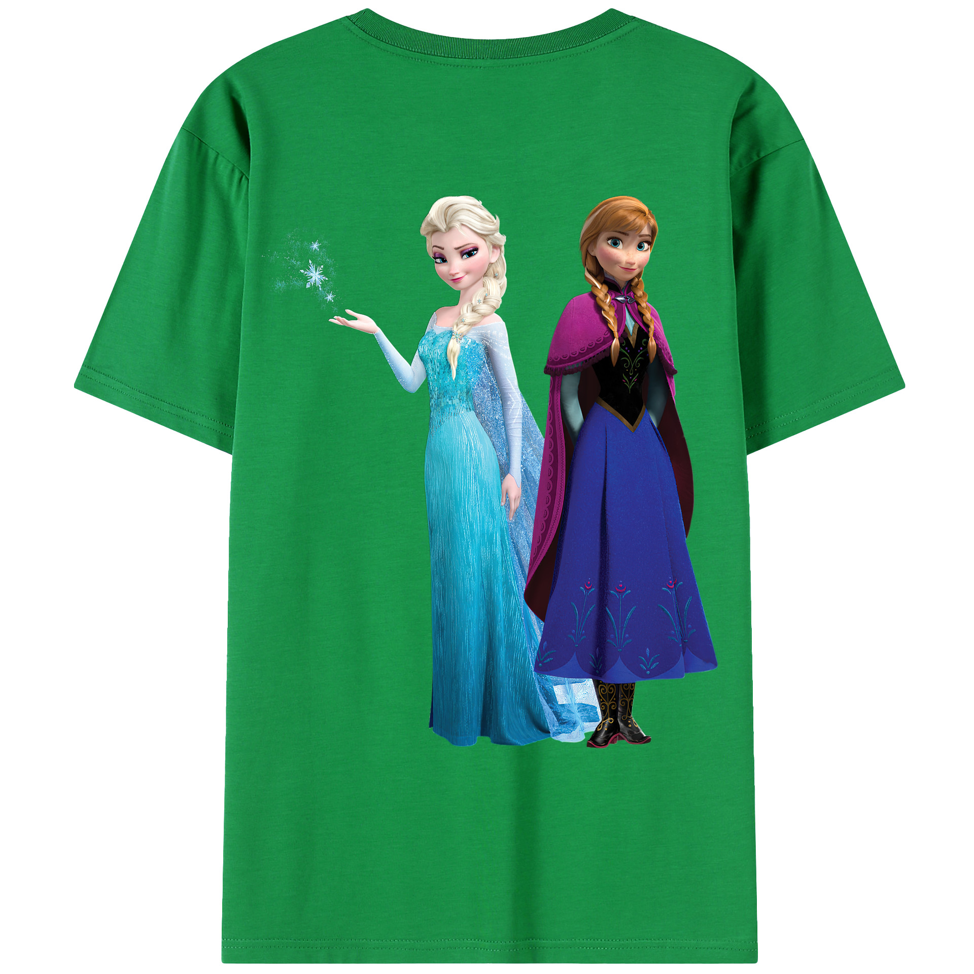 （画像用） アナと雪の女王 アンナ エルサ Frozen Anna Elsa 綿100％ メンズ半袖Tシャツ（バックプリント） 通気性