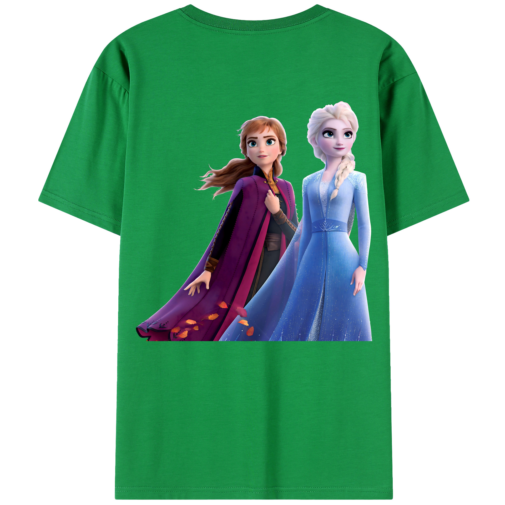 （画像用） アナと雪の女王 アンナ エルサ Frozen Anna Elsa 綿100％ メンズ半袖Tシャツ（バックプリント） 通気性