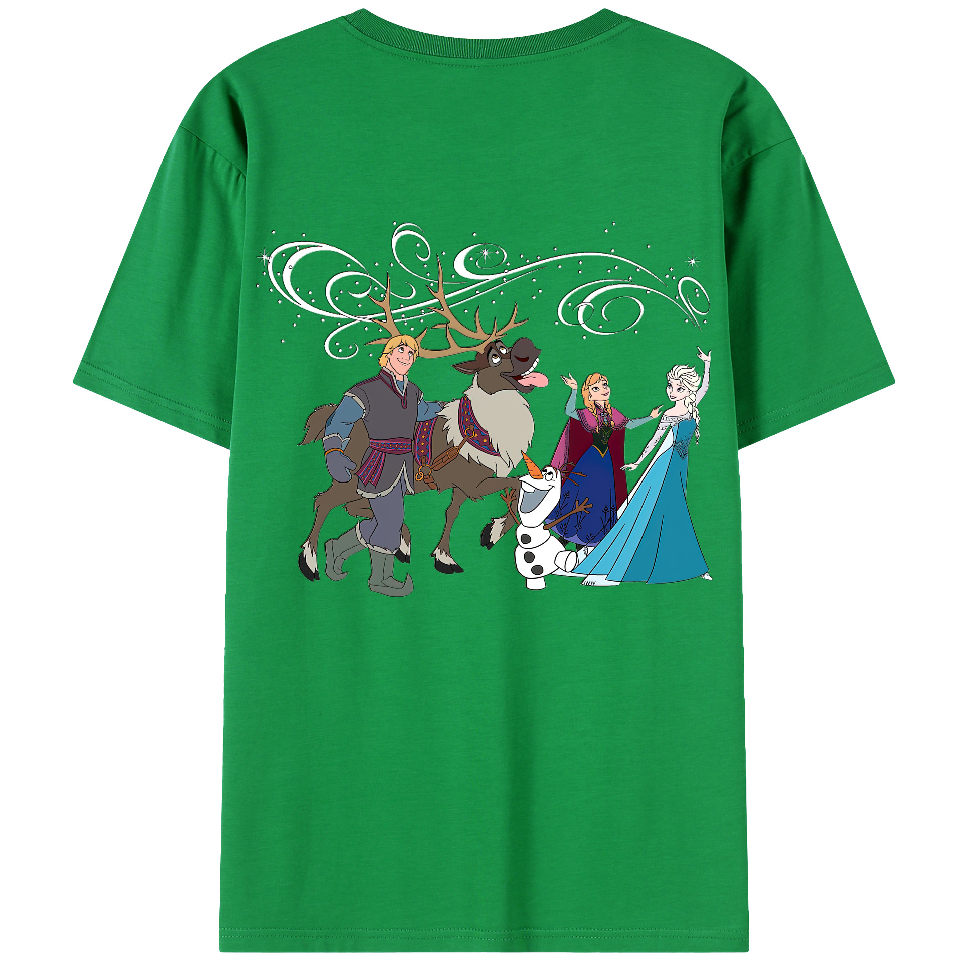 （画像用） アナと雪の女王 アンナ エルサ Frozen Anna Elsa 綿100％ メンズ半袖Tシャツ（バックプリント） 通気性