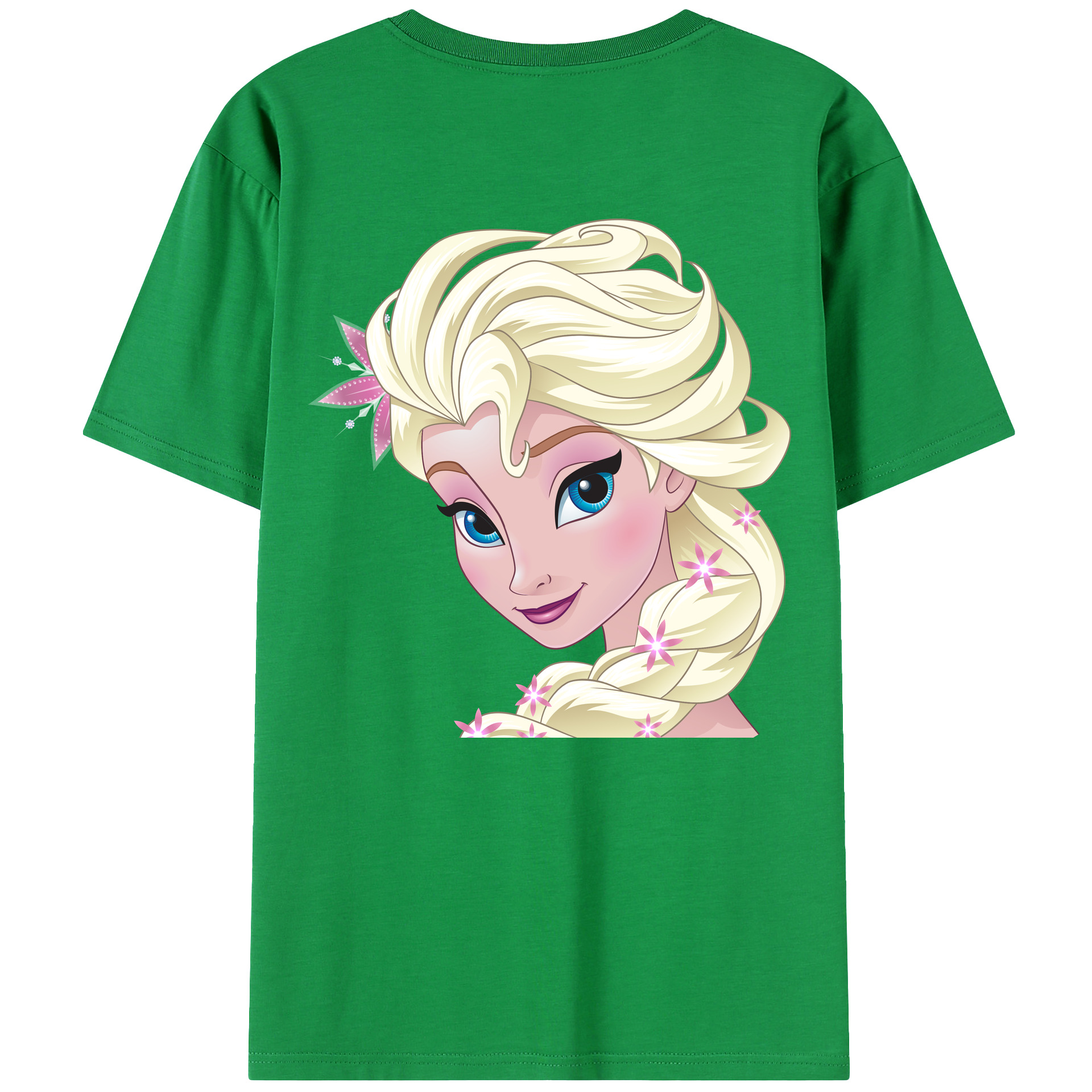 （画像用） アナと雪の女王 アンナ エルサ Frozen Anna Elsa 綿100％ メンズ半袖Tシャツ（バックプリント） 通気性