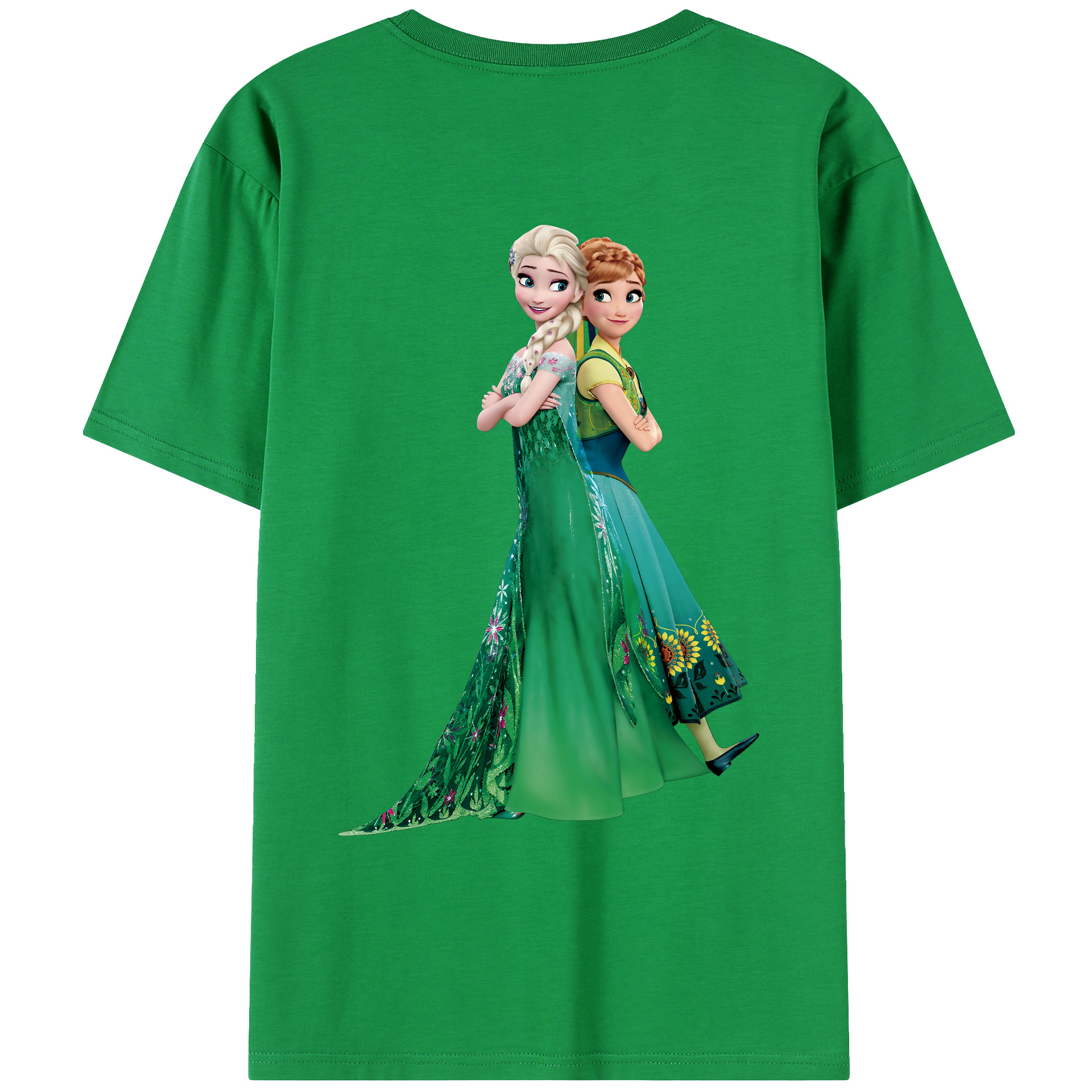 （画像用） アナと雪の女王 アンナ エルサ Frozen Anna Elsa 綿100％ メンズ半袖Tシャツ（バックプリント） 通気性