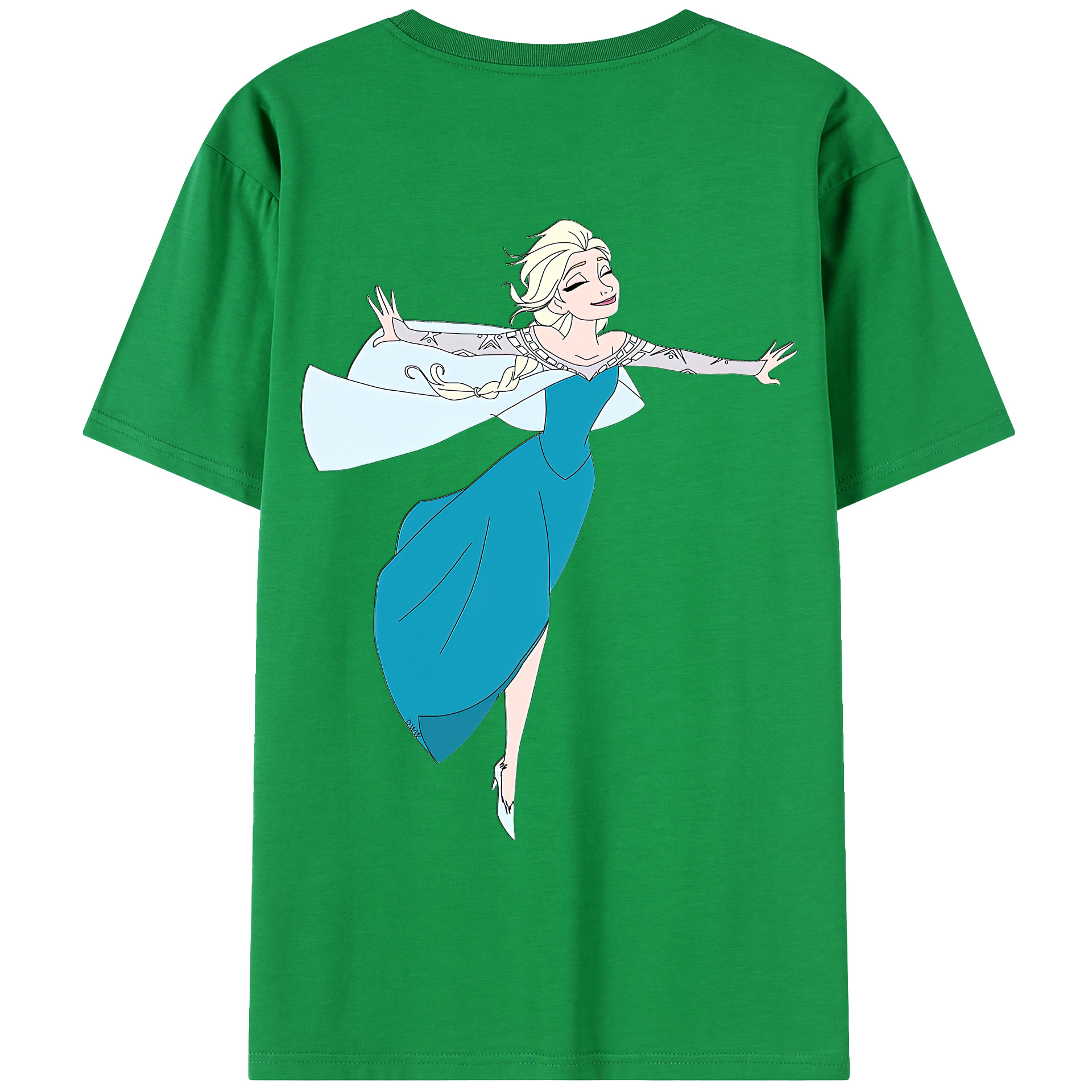 （画像用） アナと雪の女王 アンナ エルサ Frozen Anna Elsa 綿100％ メンズ半袖Tシャツ（バックプリント） 通気性
