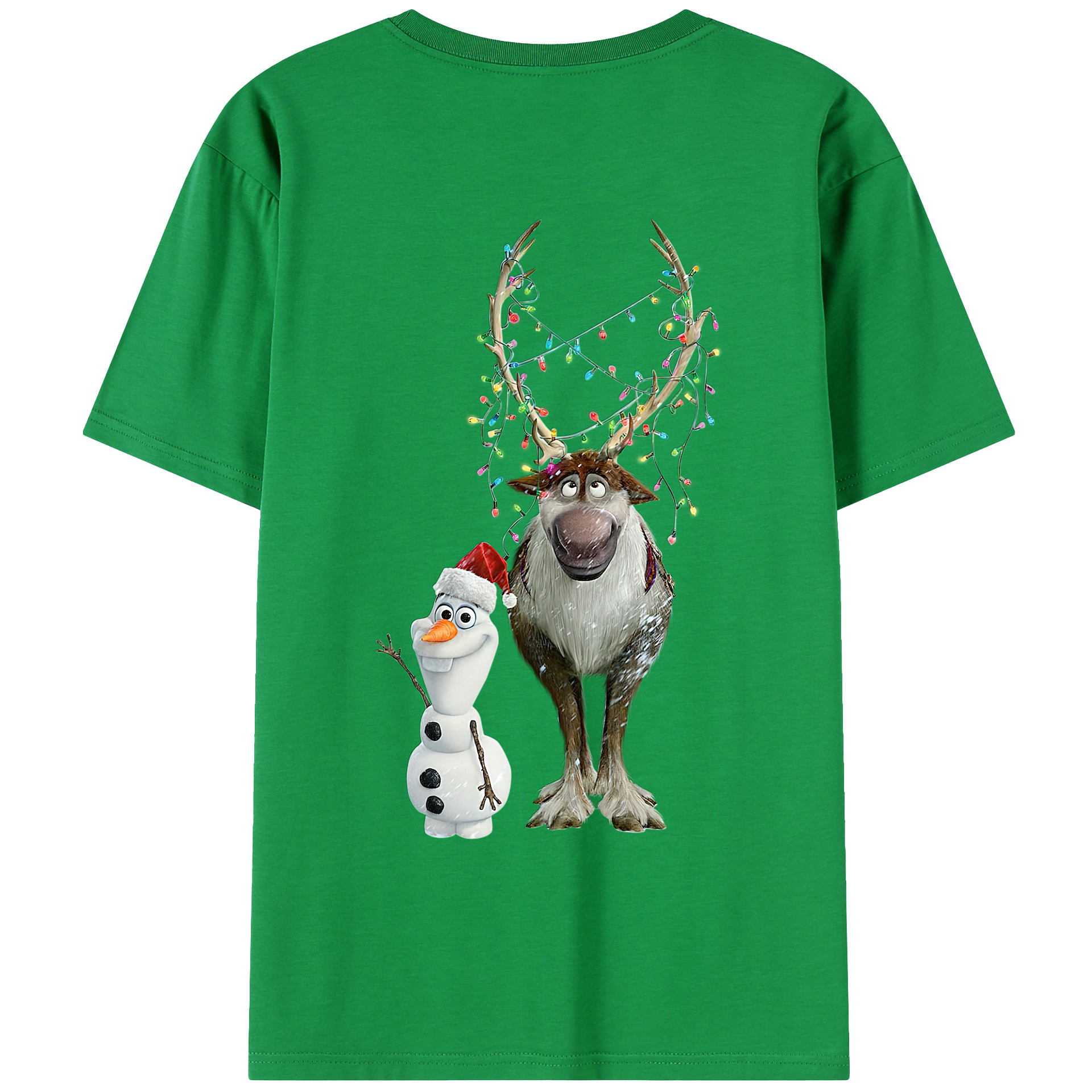 （画像用） アナと雪の女王 アンナ エルサ Frozen Anna Elsa 綿100％ メンズ半袖Tシャツ（バックプリント） 通気性