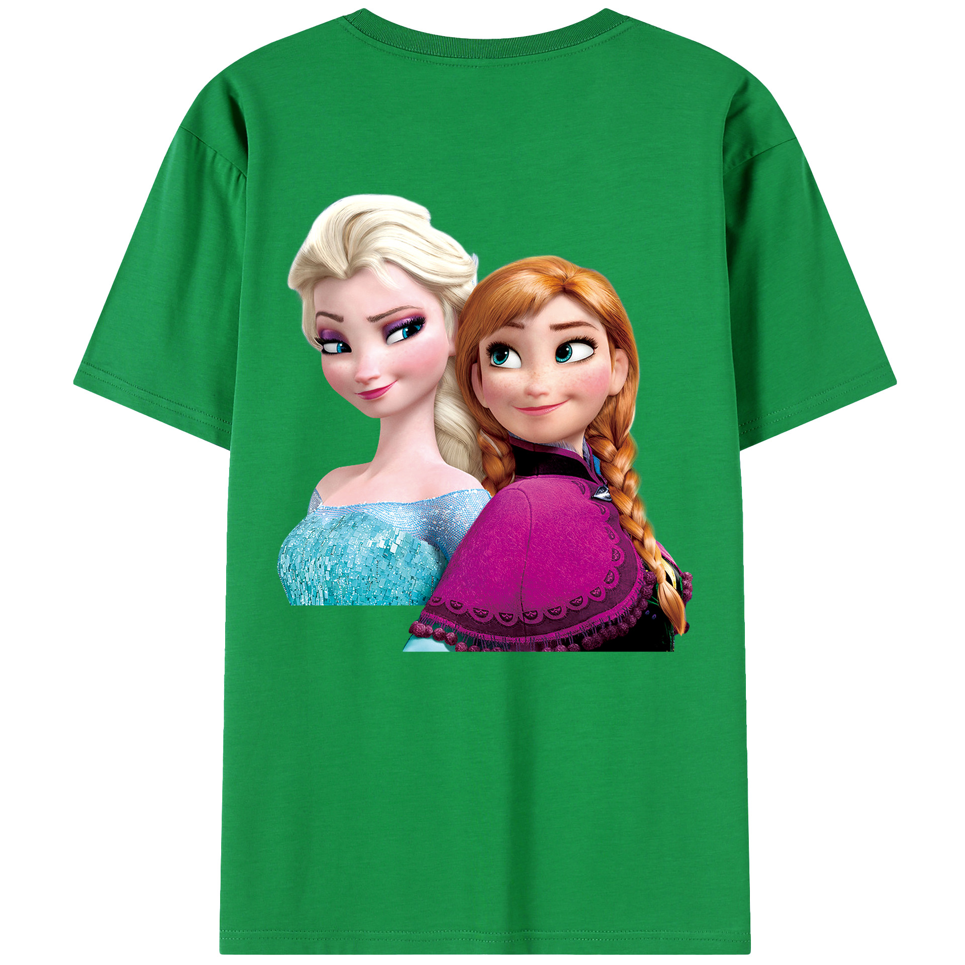 （画像用） アナと雪の女王 アンナ エルサ Frozen Anna Elsa 綿100％ メンズ半袖Tシャツ（バックプリント） 通気性