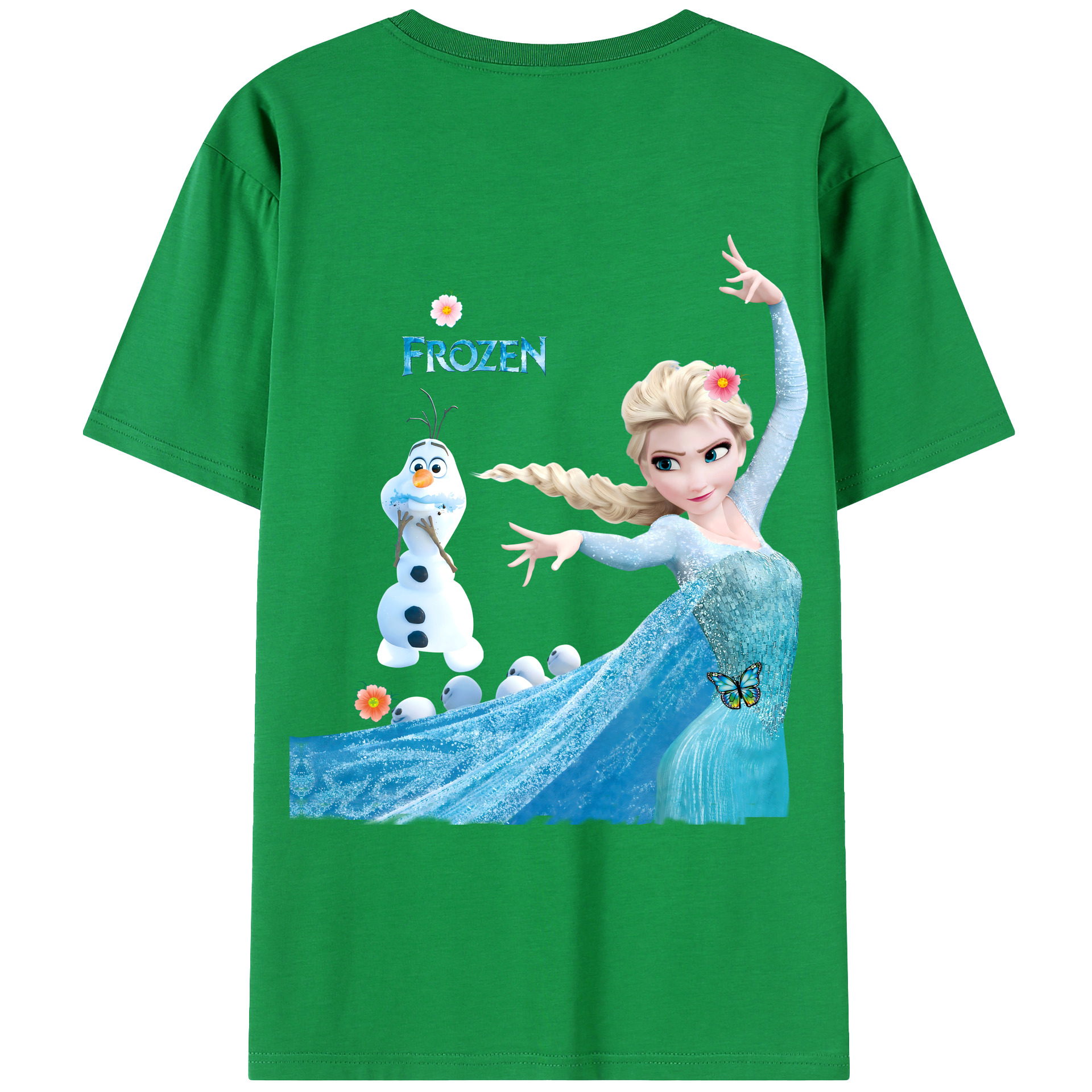 （画像用） アナと雪の女王 アンナ エルサ Frozen Anna Elsa 綿100％ メンズ半袖Tシャツ（バックプリント） 通気性