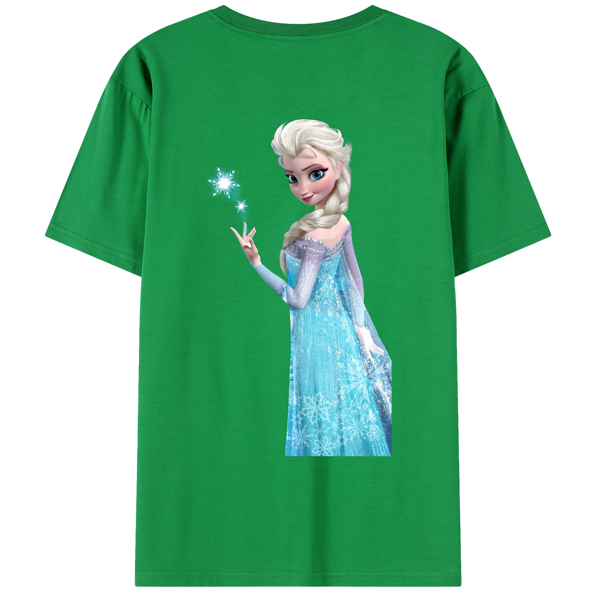 （画像用） アナと雪の女王 アンナ エルサ Frozen Anna Elsa 綿100％ メンズ半袖Tシャツ（バックプリント） 通気性