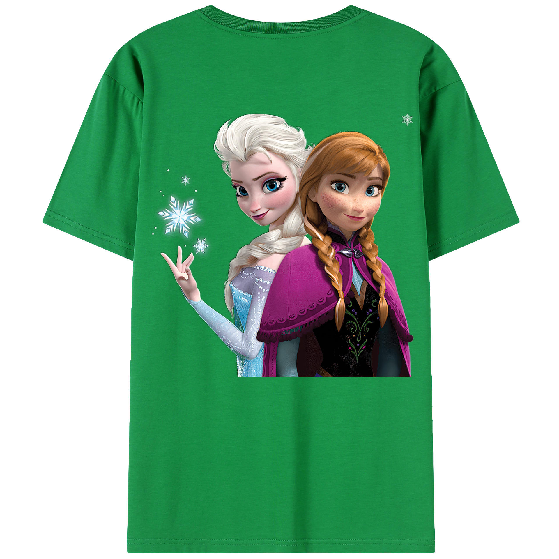 （画像用） アナと雪の女王 アンナ エルサ Frozen Anna Elsa 綿100％ メンズ半袖Tシャツ（バックプリント） 通気性