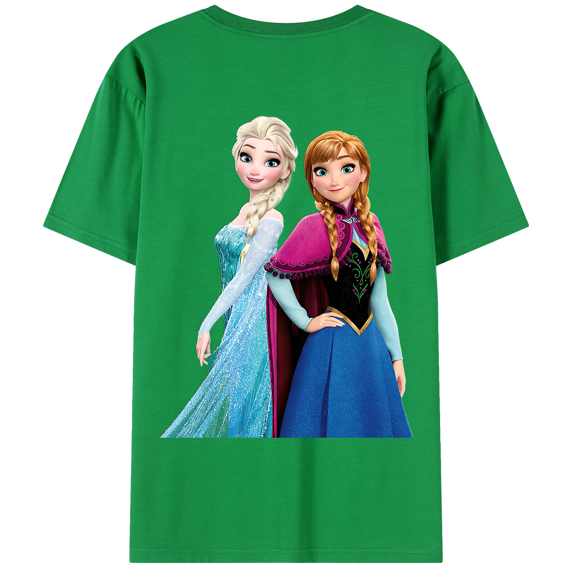 （画像用） アナと雪の女王 アンナ エルサ Frozen Anna Elsa 綿100％ メンズ半袖Tシャツ（バックプリント） 通気性