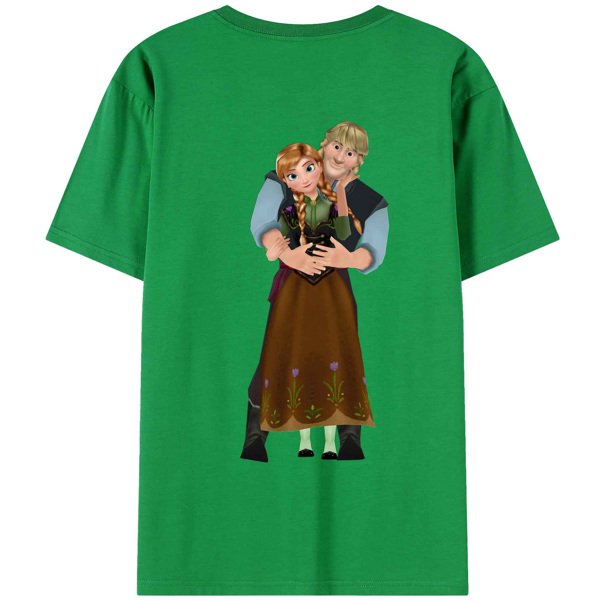 （画像用） アナと雪の女王 アンナ エルサ Frozen Anna Elsa 綿100％ メンズ半袖Tシャツ（バックプリント） 通気性