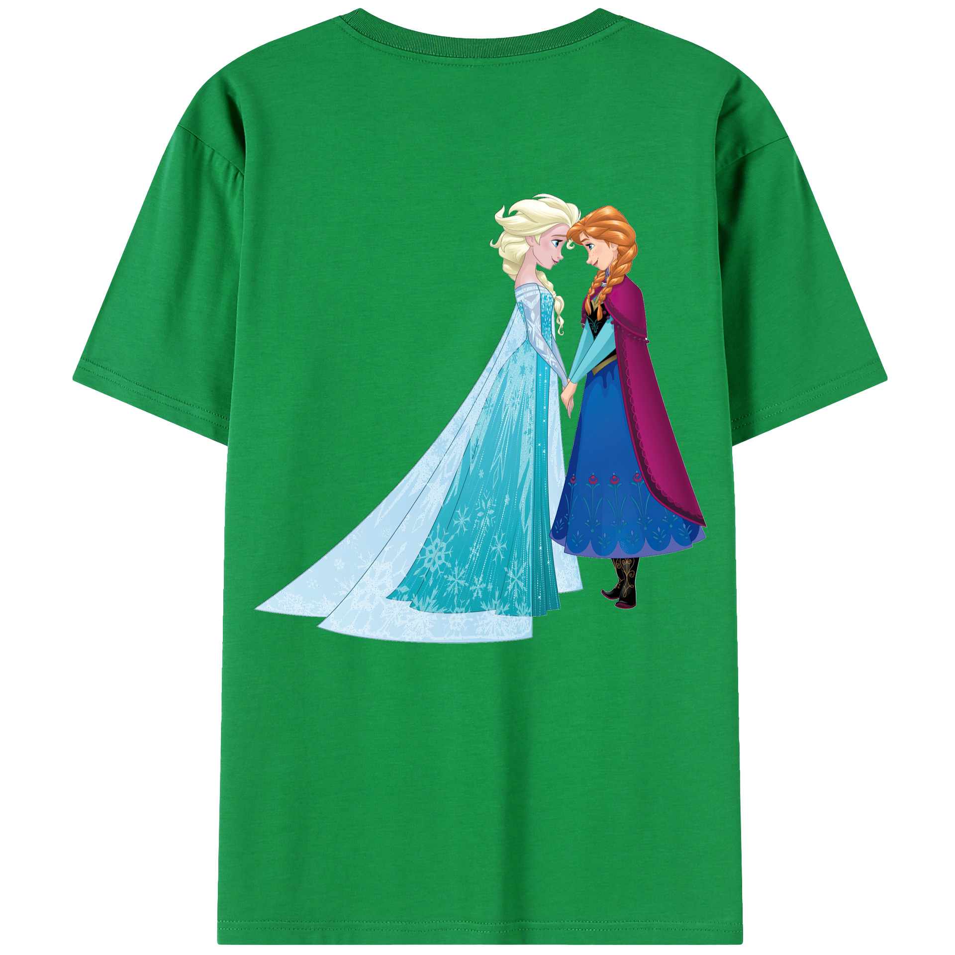 （画像用） アナと雪の女王 アンナ エルサ Frozen Anna Elsa 綿100％ メンズ半袖Tシャツ（バックプリント） 通気性