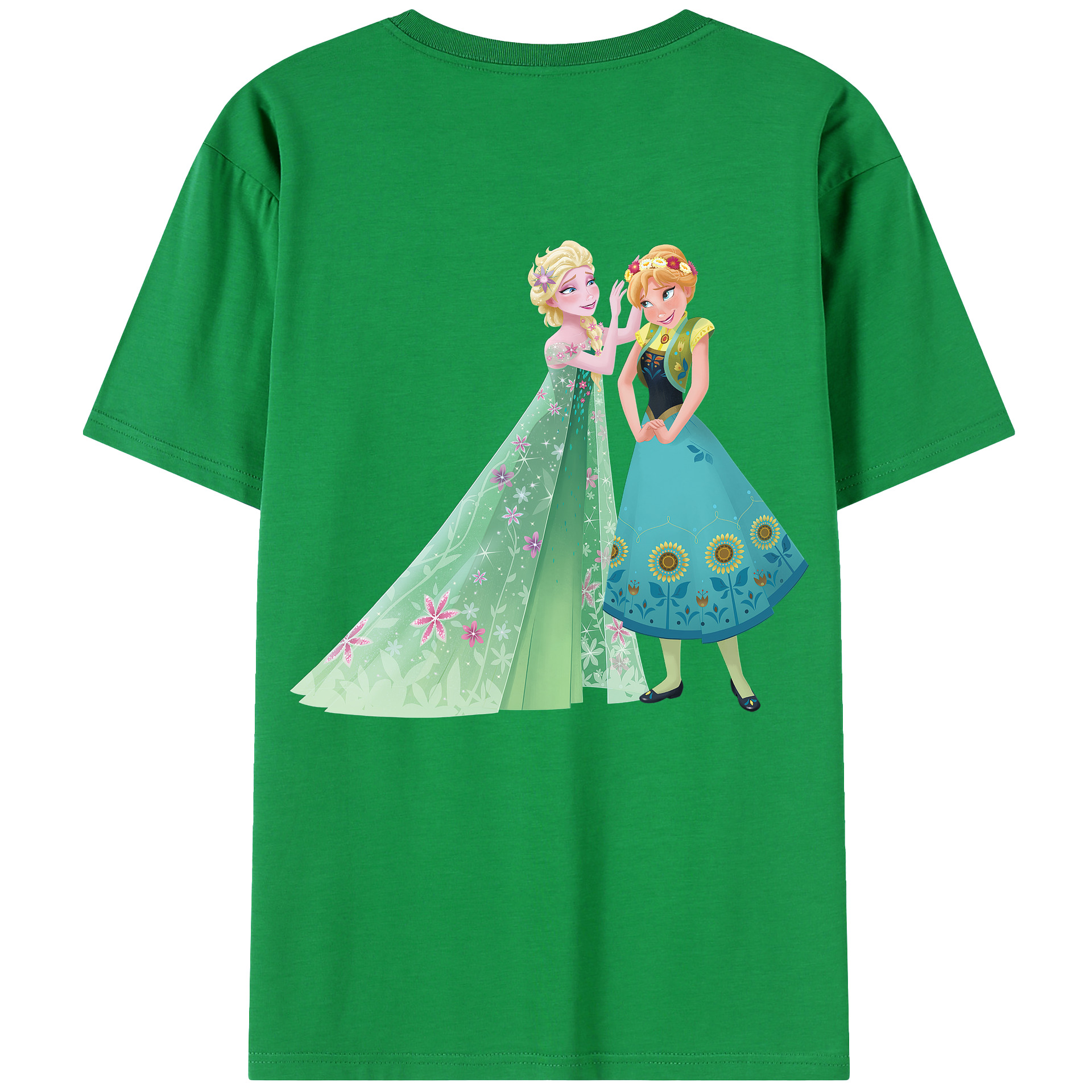 （画像用） アナと雪の女王 アンナ エルサ Frozen Anna Elsa 綿100％ メンズ半袖Tシャツ（バックプリント） 通気性