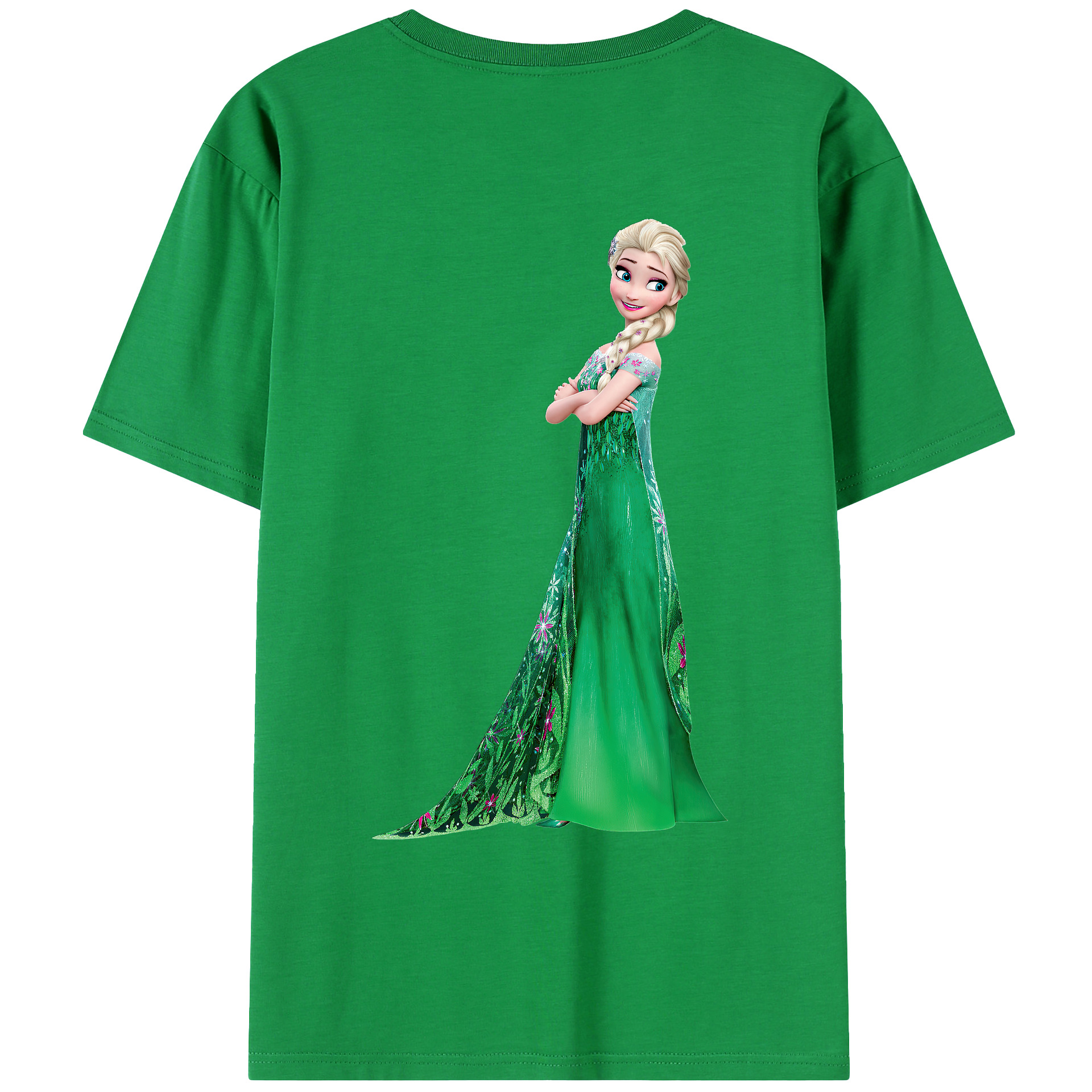 （画像用） アナと雪の女王 アンナ エルサ Frozen Anna Elsa 綿100％ メンズ半袖Tシャツ（バックプリント） 通気性