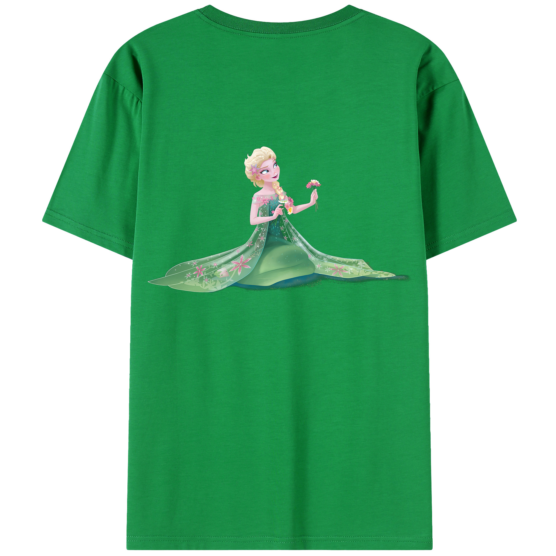 （画像用） アナと雪の女王 アンナ エルサ Frozen Anna Elsa 綿100％ メンズ半袖Tシャツ（バックプリント） 通気性
