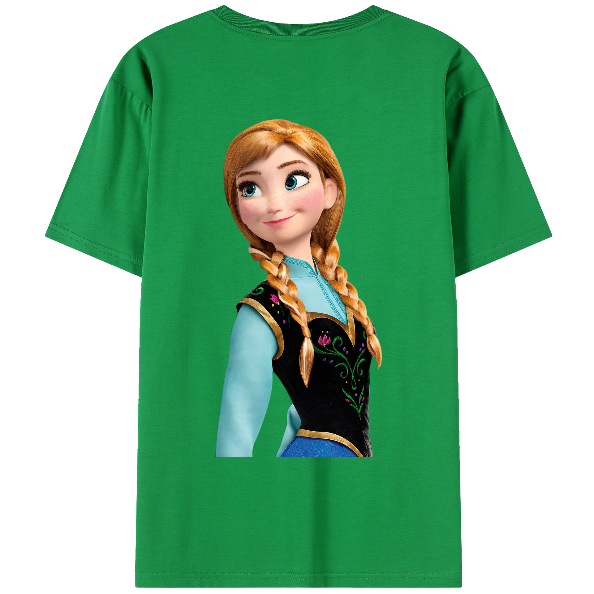 （画像用） アナと雪の女王 アンナ エルサ Frozen Anna Elsa 綿100％ メンズ半袖Tシャツ（バックプリント） 通気性