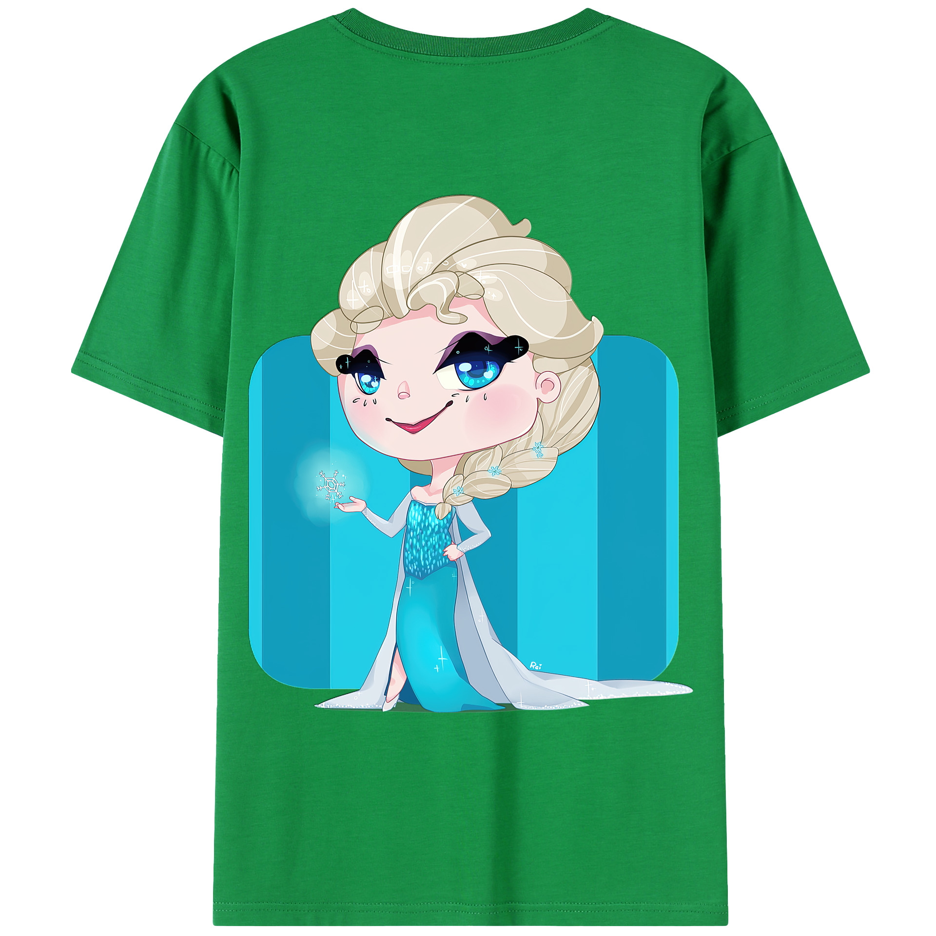 （画像用） アナと雪の女王 アンナ エルサ Frozen Anna Elsa 綿100％ メンズ半袖Tシャツ（バックプリント） 通気性