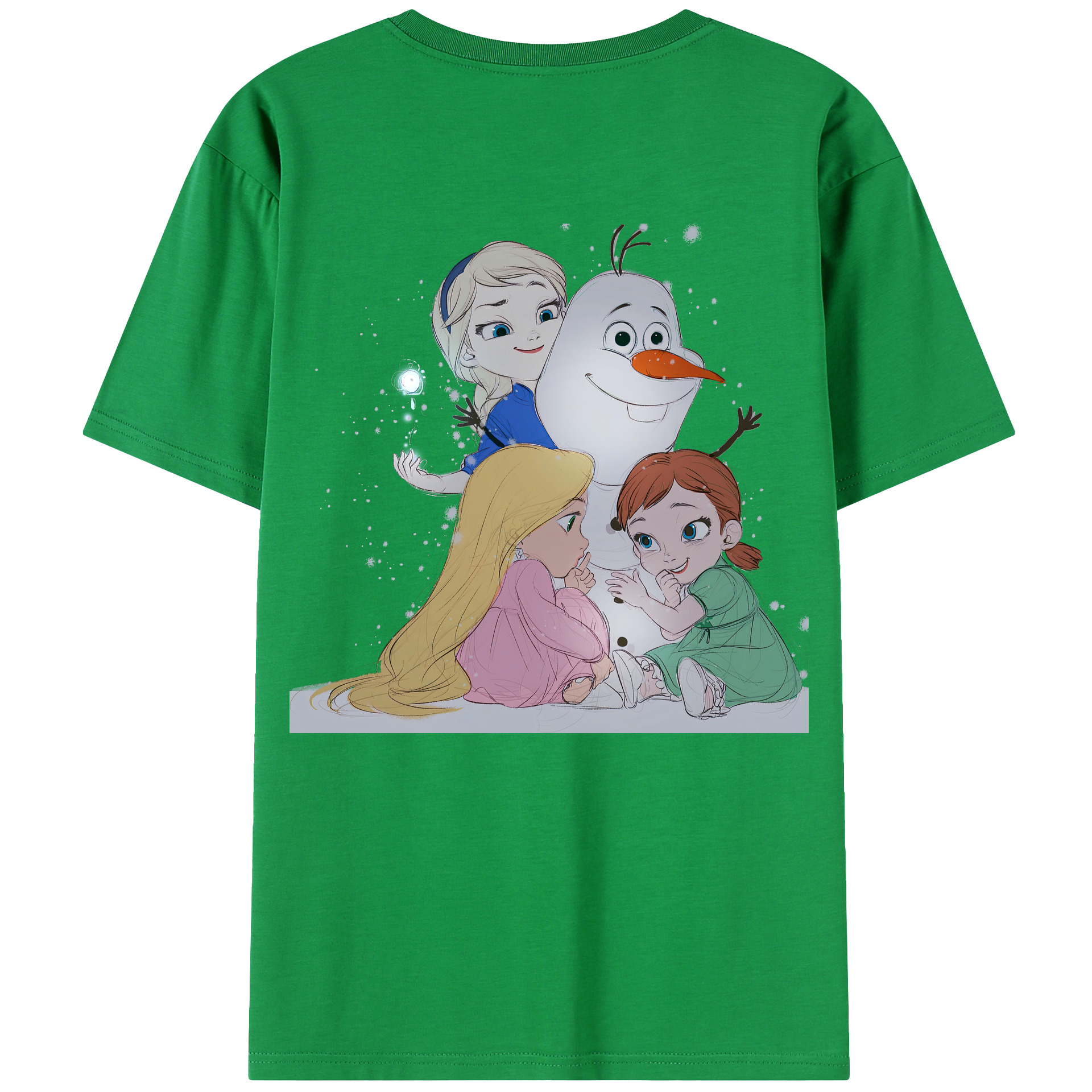 （画像用） アナと雪の女王 アンナ エルサ Frozen Anna Elsa 綿100％ メンズ半袖Tシャツ（バックプリント） 通気性