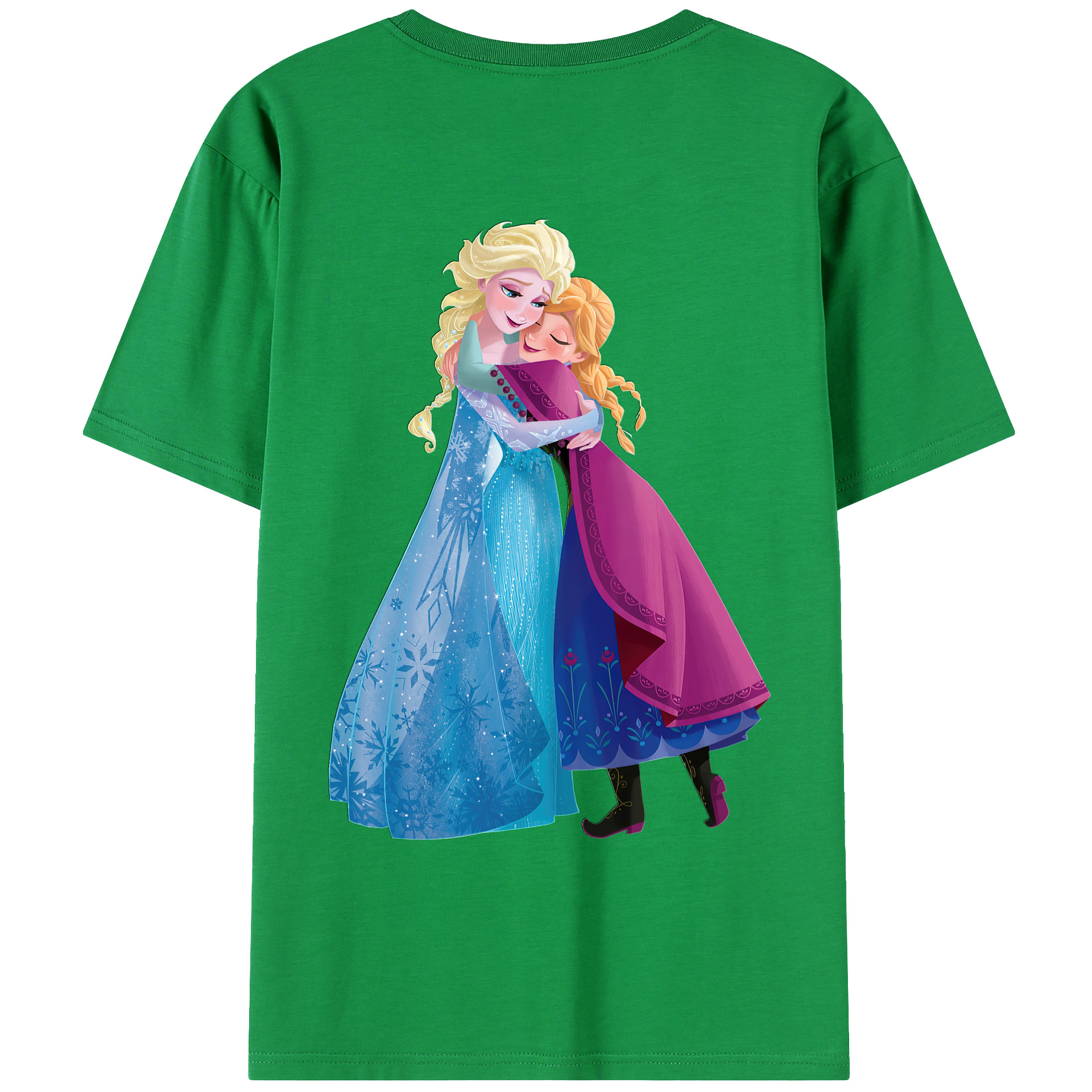 （画像用） アナと雪の女王 アンナ エルサ Frozen Anna Elsa 綿100％ メンズ半袖Tシャツ（バックプリント） 通気性