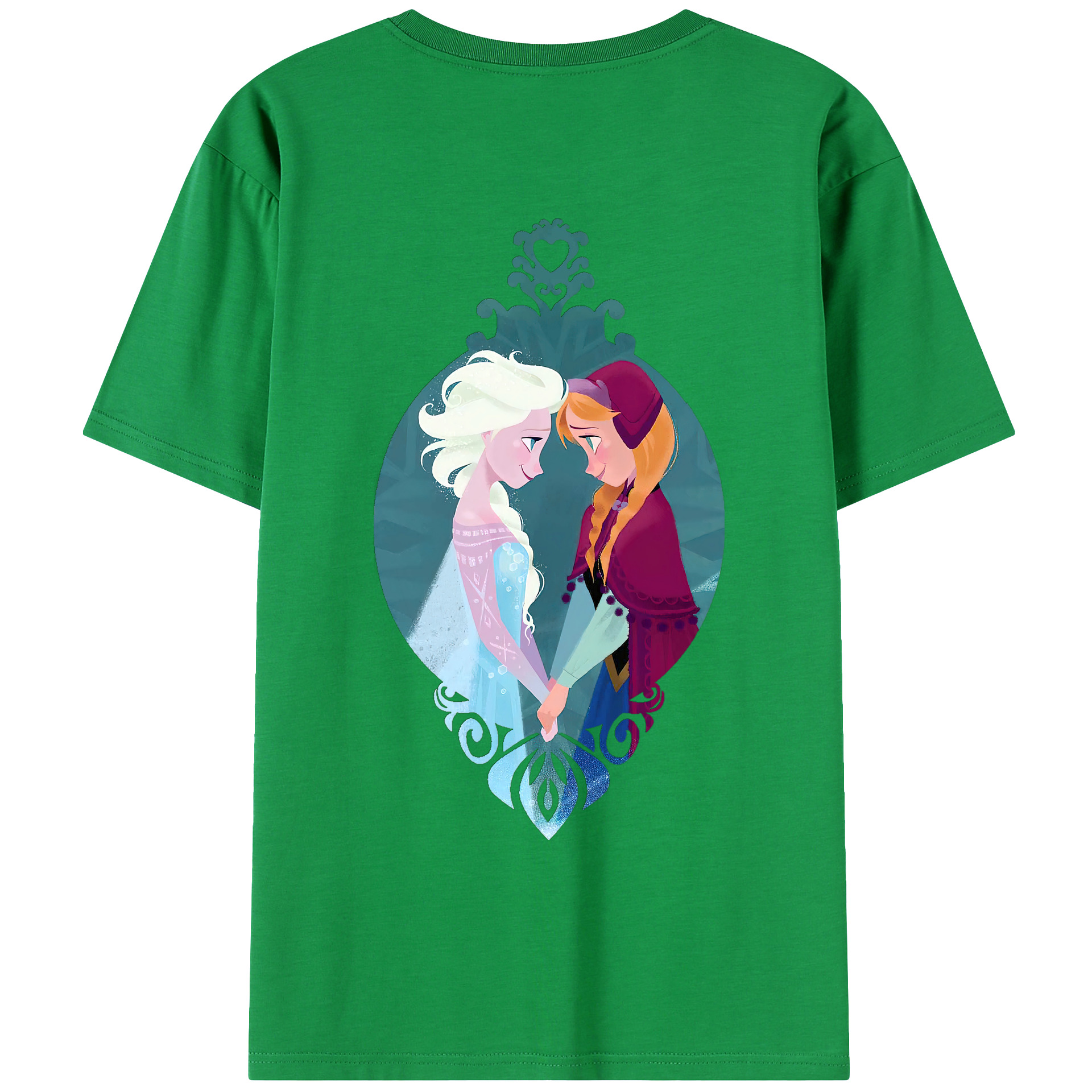 （画像用） アナと雪の女王 アンナ エルサ Frozen Anna Elsa 綿100％ メンズ半袖Tシャツ（バックプリント） 通気性