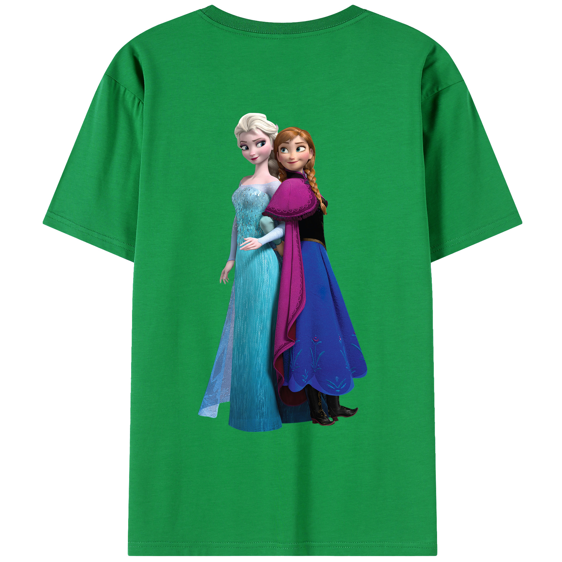 （画像用） アナと雪の女王 アンナ エルサ Frozen Anna Elsa 綿100％ メンズ半袖Tシャツ（バックプリント） 通気性