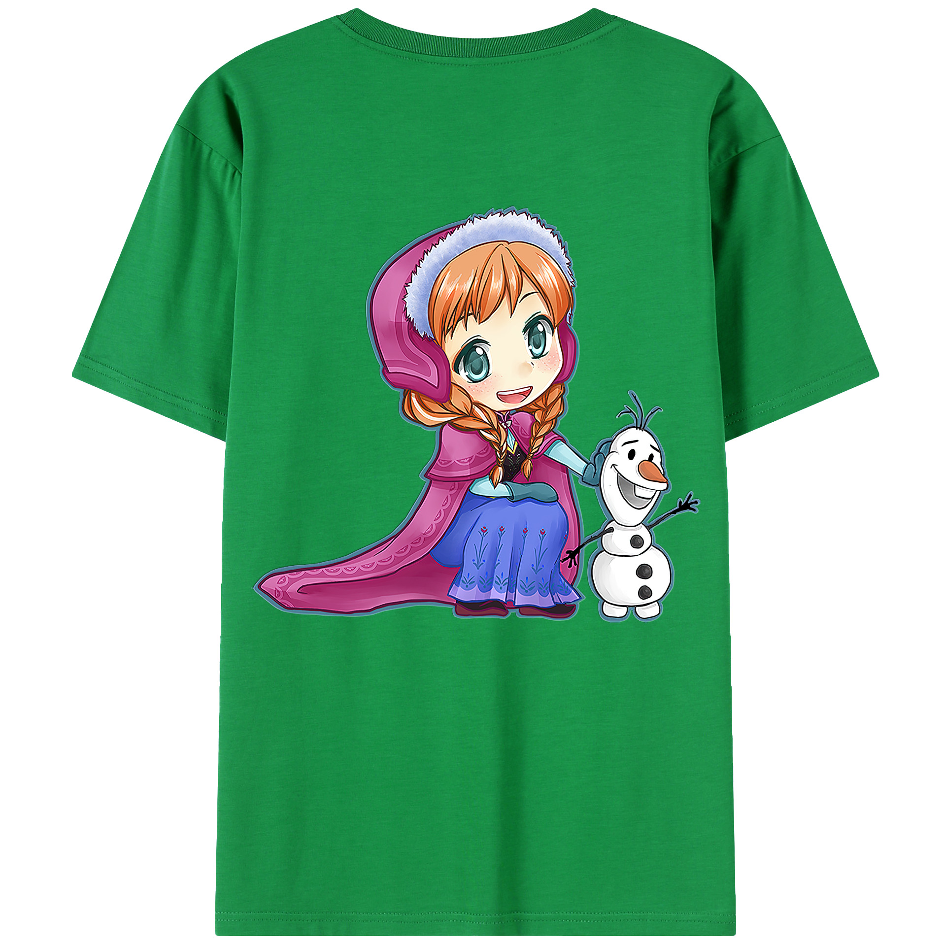 （画像用） アナと雪の女王 アンナ エルサ Frozen Anna Elsa 綿100％ メンズ半袖Tシャツ（バックプリント） 通気性