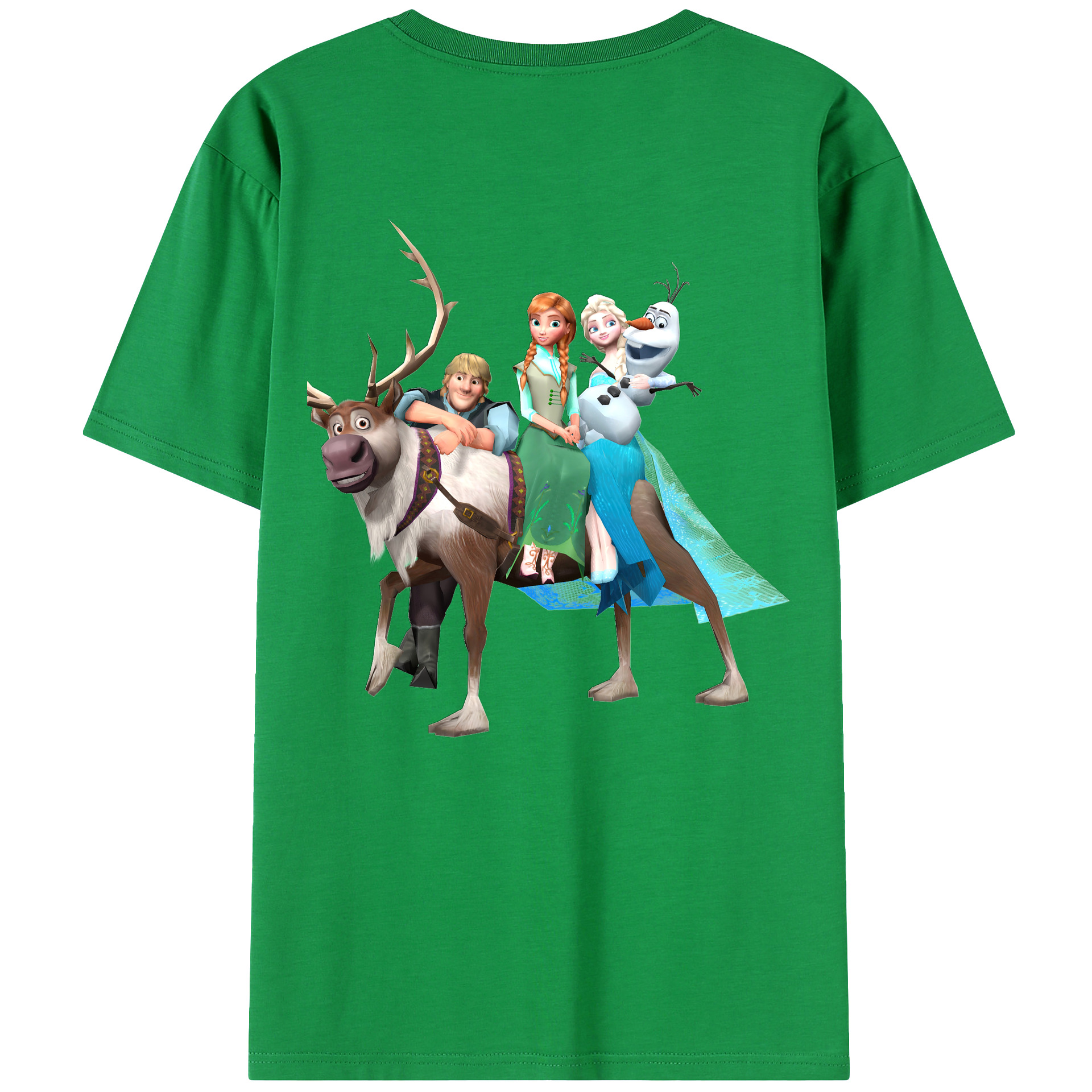（画像用） アナと雪の女王 アンナ エルサ Frozen Anna Elsa 綿100％ メンズ半袖Tシャツ（バックプリント） 通気性