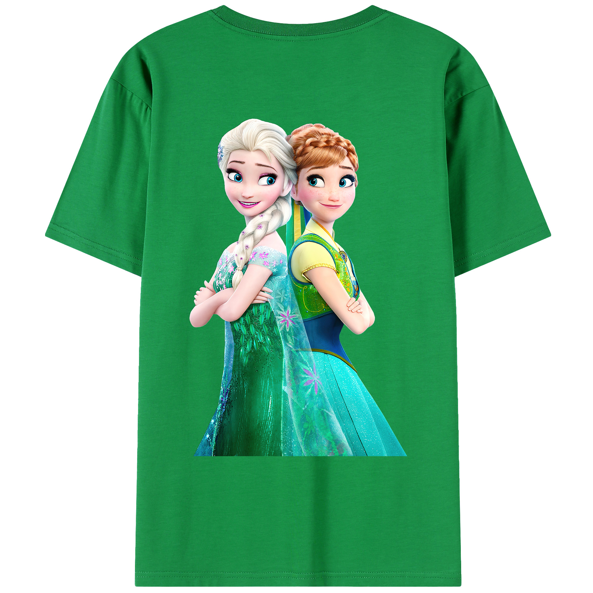 （画像用） アナと雪の女王 アンナ エルサ Frozen Anna Elsa 綿100％ メンズ半袖Tシャツ（バックプリント） 通気性