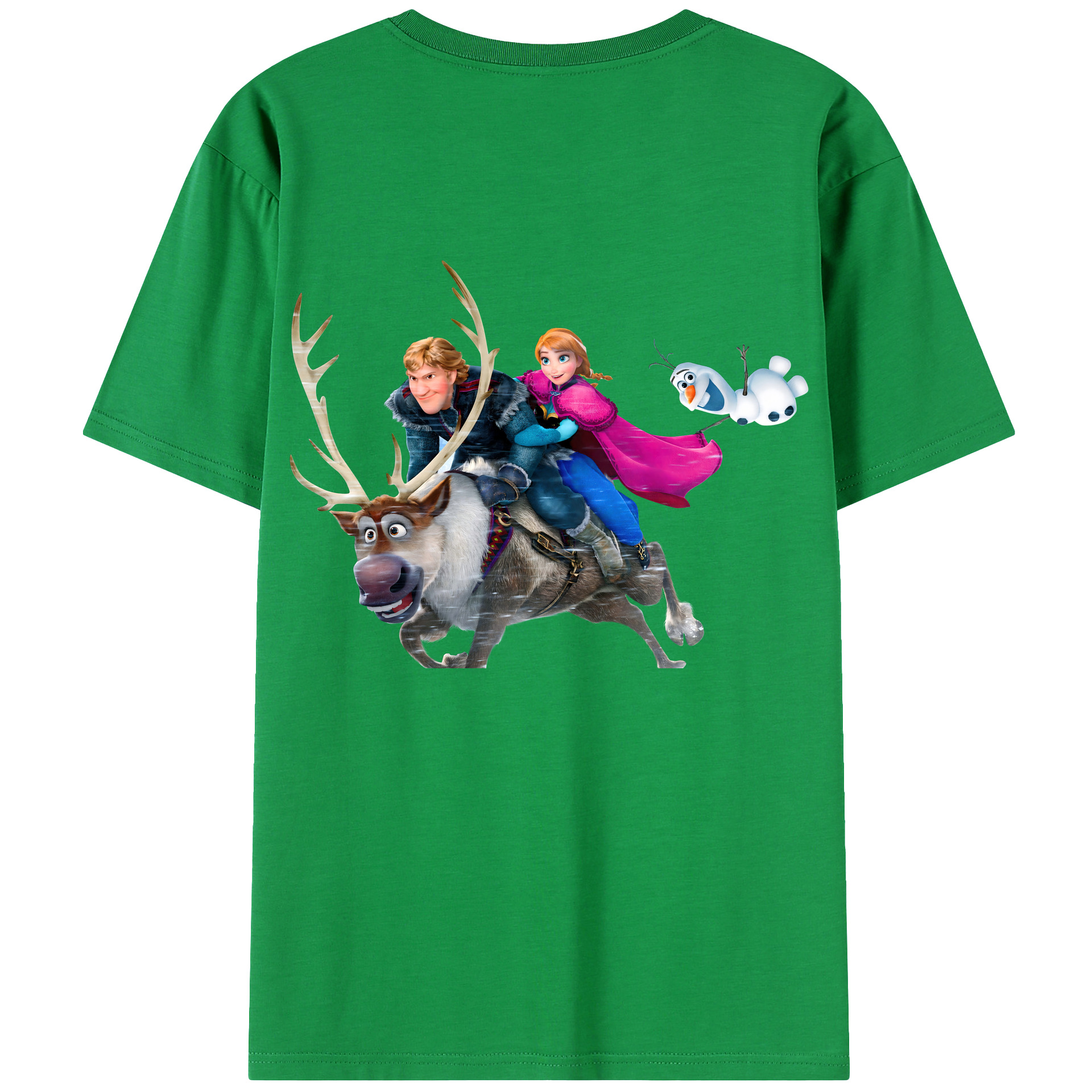 （画像用） アナと雪の女王 アンナ エルサ Frozen Anna Elsa 綿100％ メンズ半袖Tシャツ（バックプリント） 通気性
